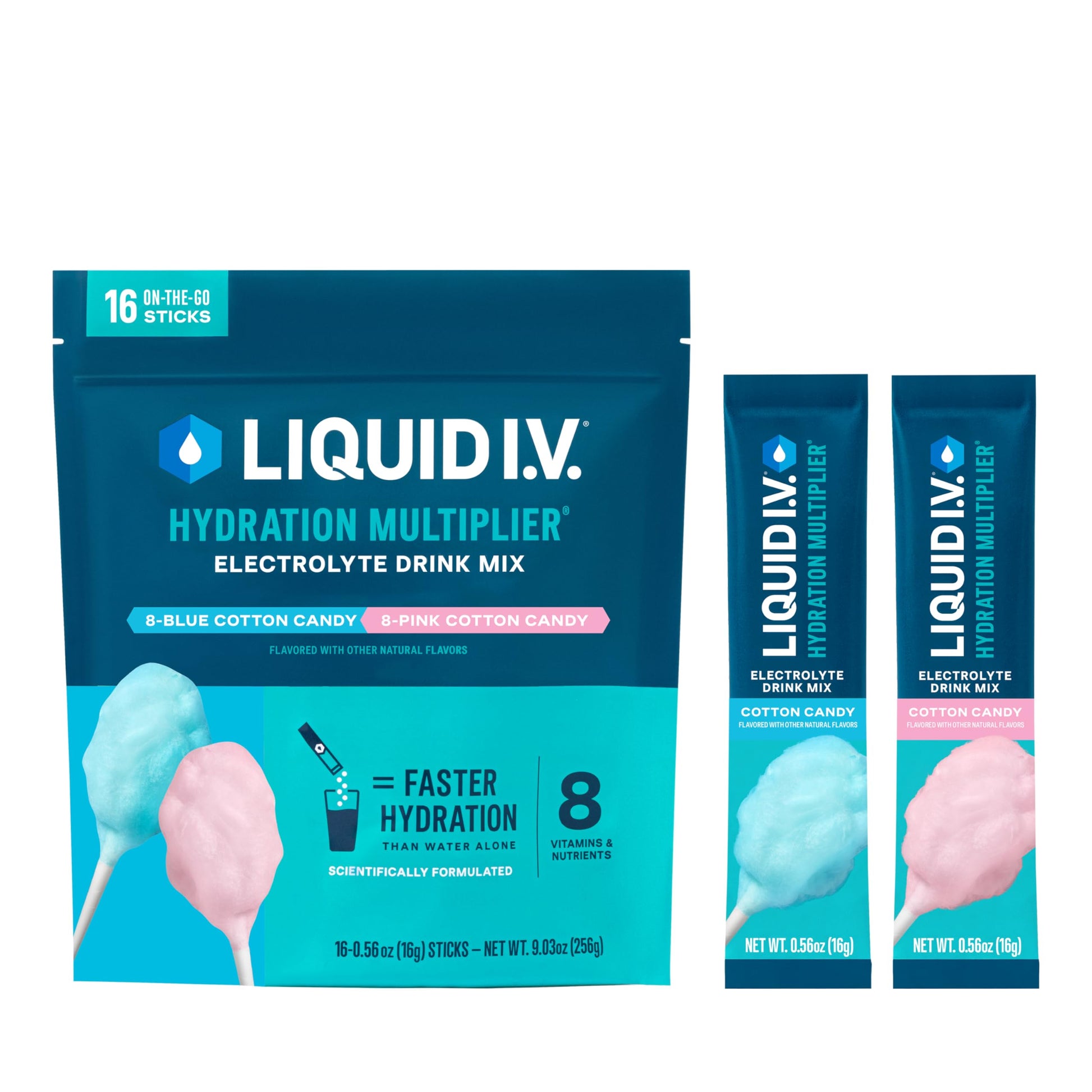 Liquid I.V.® Hydration Multiplier - Cotton Candy | Electrolyte Powder Drink Mix | 1 Pack (16 Servings) Liquid I.V. uk supplements
