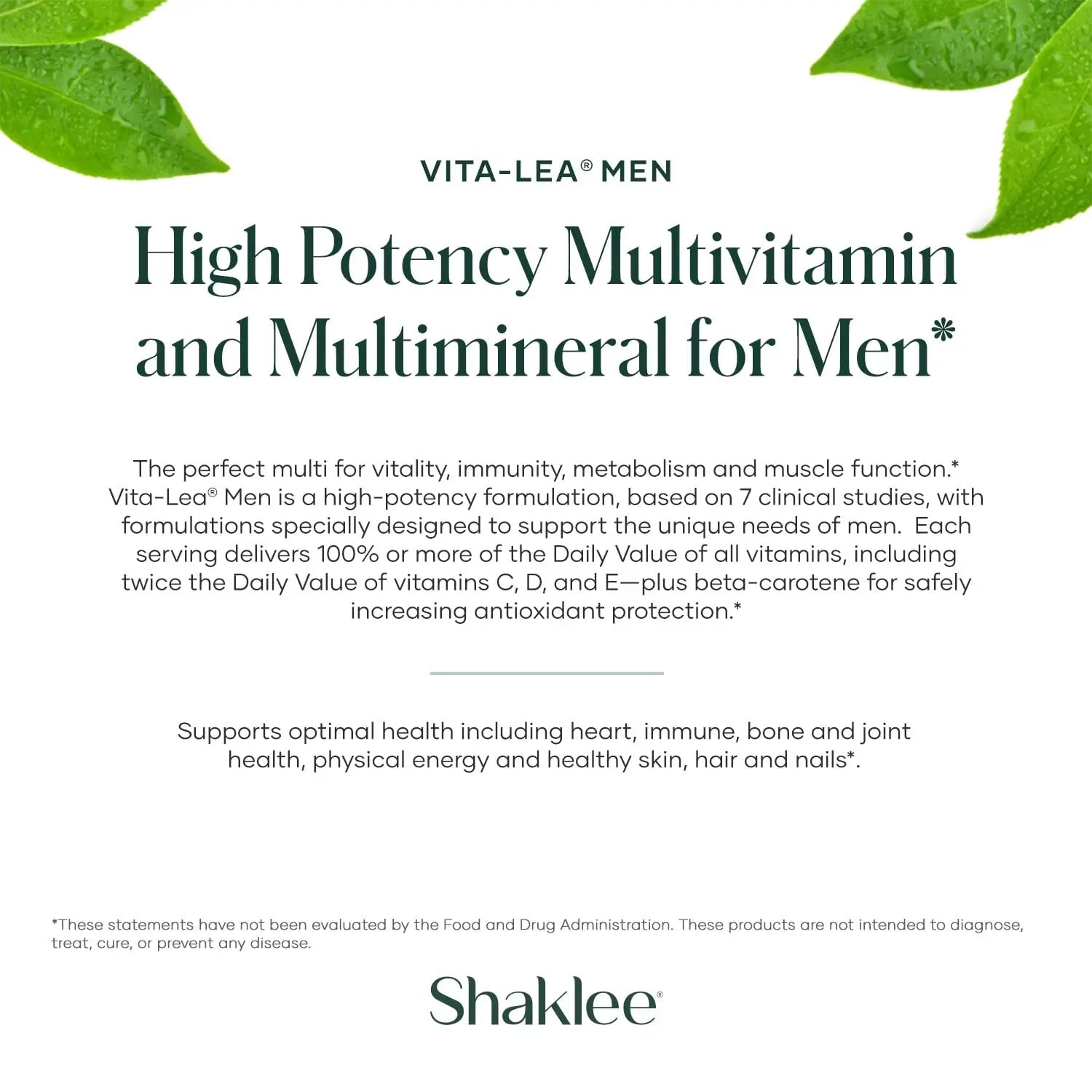 Shaklee - Vita-Lea® Men High Potency Multivitamin and Multimineral - Supports Heart, Immune, Bone, and Joint Health Shaklee uk supplements