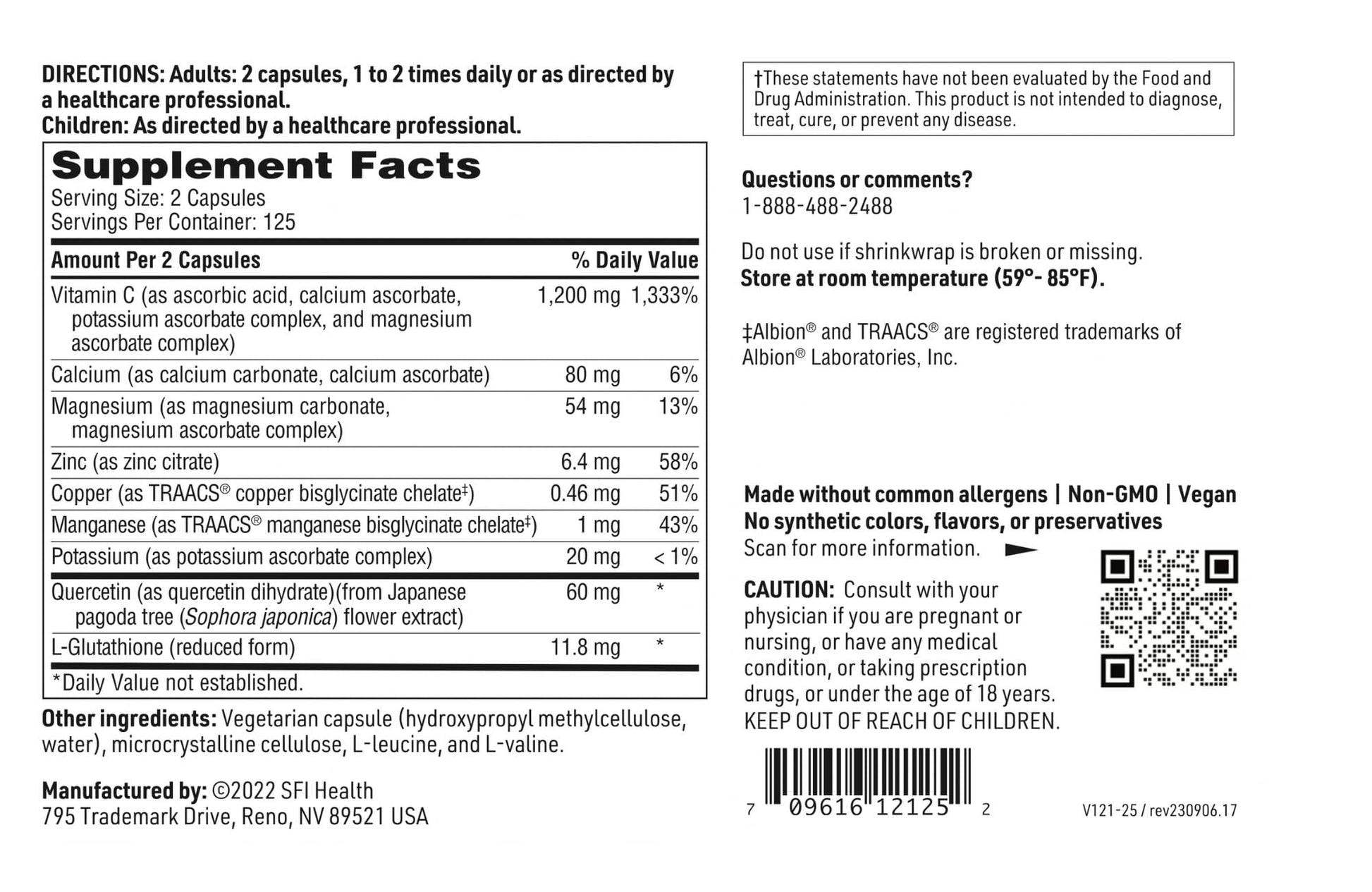 SFI Health Klaire Labs Buffered Vitamin C Capsules with Quercetin Bioflavonoids & L-Glutathione to Support Immune Function & Antioxidant Protection - Hypoallergenic & Gentle on Stomach (250 Capsules) SFI Health uk supplements
