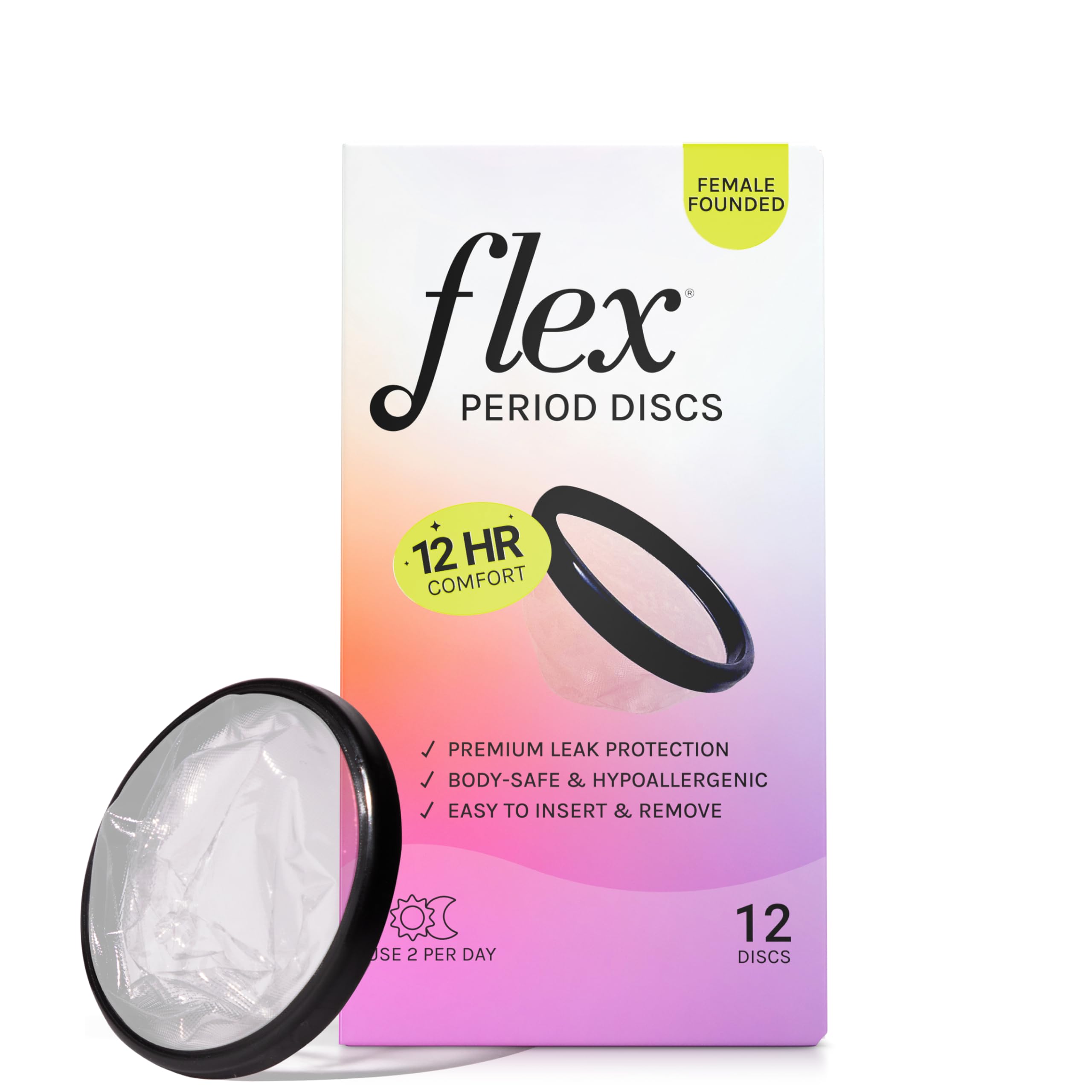 Flex Menstrual Discs | Disposable Period Discs | Reduce Cramps & Dryness | Beginner-Friendly Tampon Alternative | Capacity of 5 Super Tampons | Made in Canada | 12 Count FLEX uk supplements