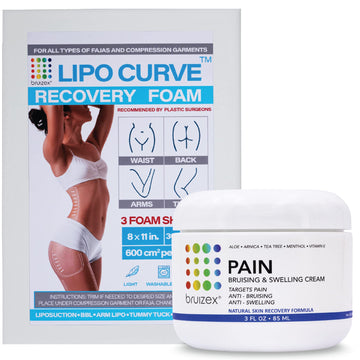 Arnica Montana Bruising & Swelling Cream & LipoCurve Foam Post Surgery Pads Bundle, for Liposuction Post Surgery Recovery & Lymphatic Drainage Bruizex uk supplements