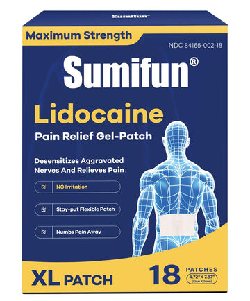 Sumifun 4% Lidocaine XL Pain Patches | Extra Large 4.72"x7.87" for Full Back & Thigh Coverage | Maximum Strength OTC Numbing | 8-Hour Medical Adhesion (X-Large, Count, 18) Sumifun uk supplements