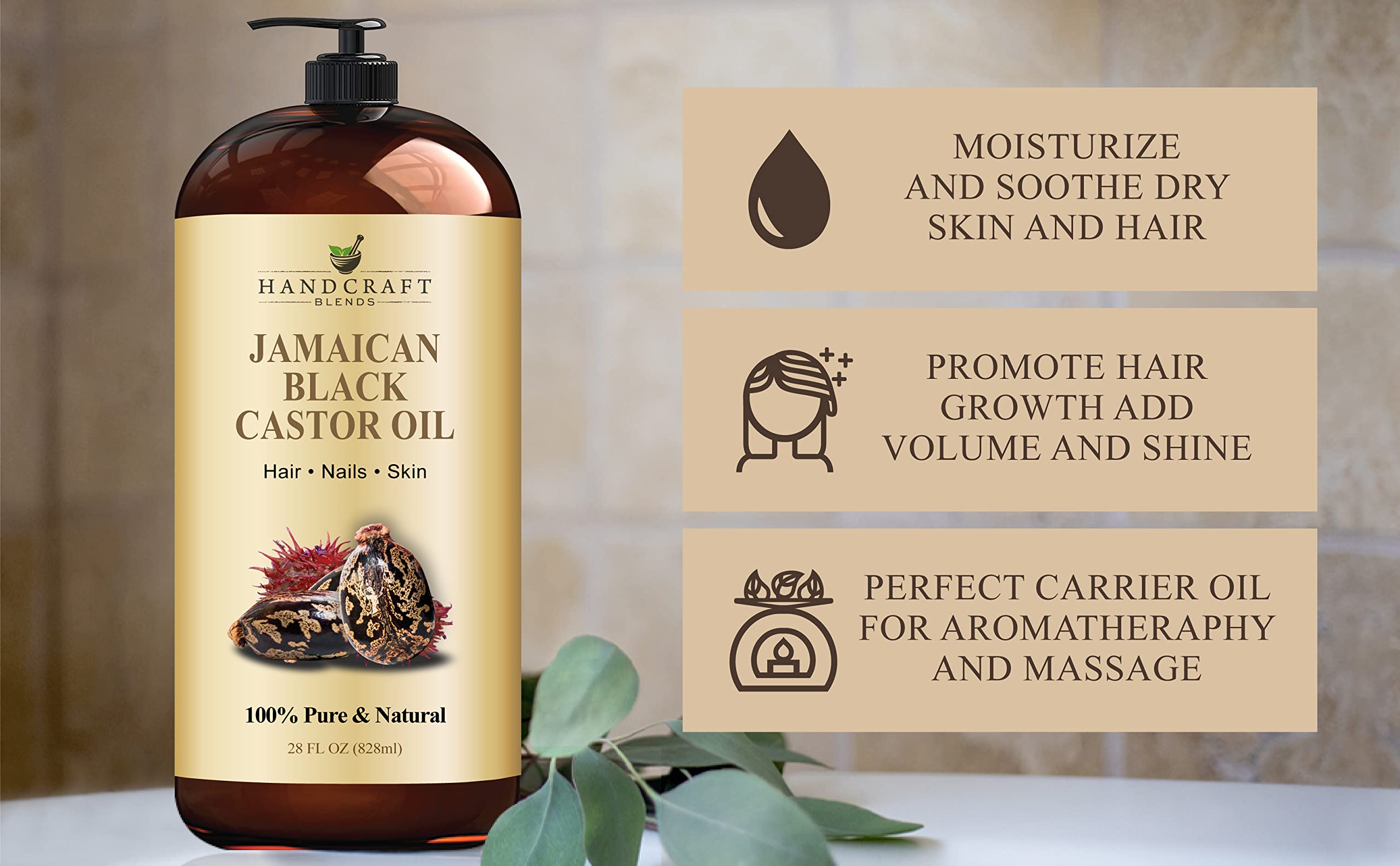 Handcraft Blends Jamaican Black Castor Oil for Hair Growth, Eyelashes and Eyebrows Handcraft Blends uk supplements