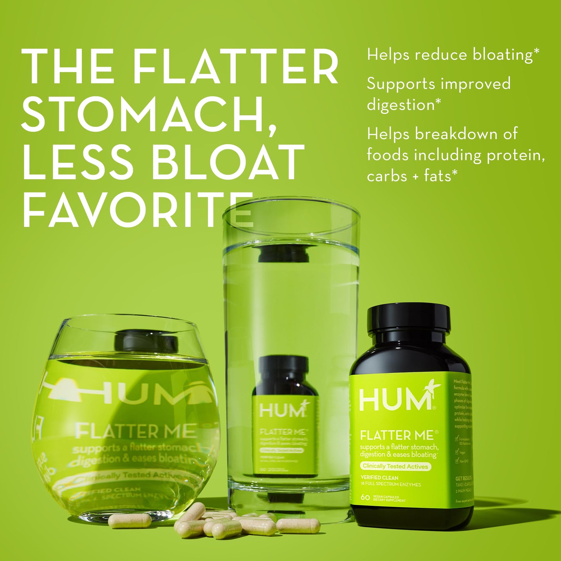 HUM Flatter Me Supplement for Daily Bloating - 18 Full Spectrum Digestive HUM uk supplements