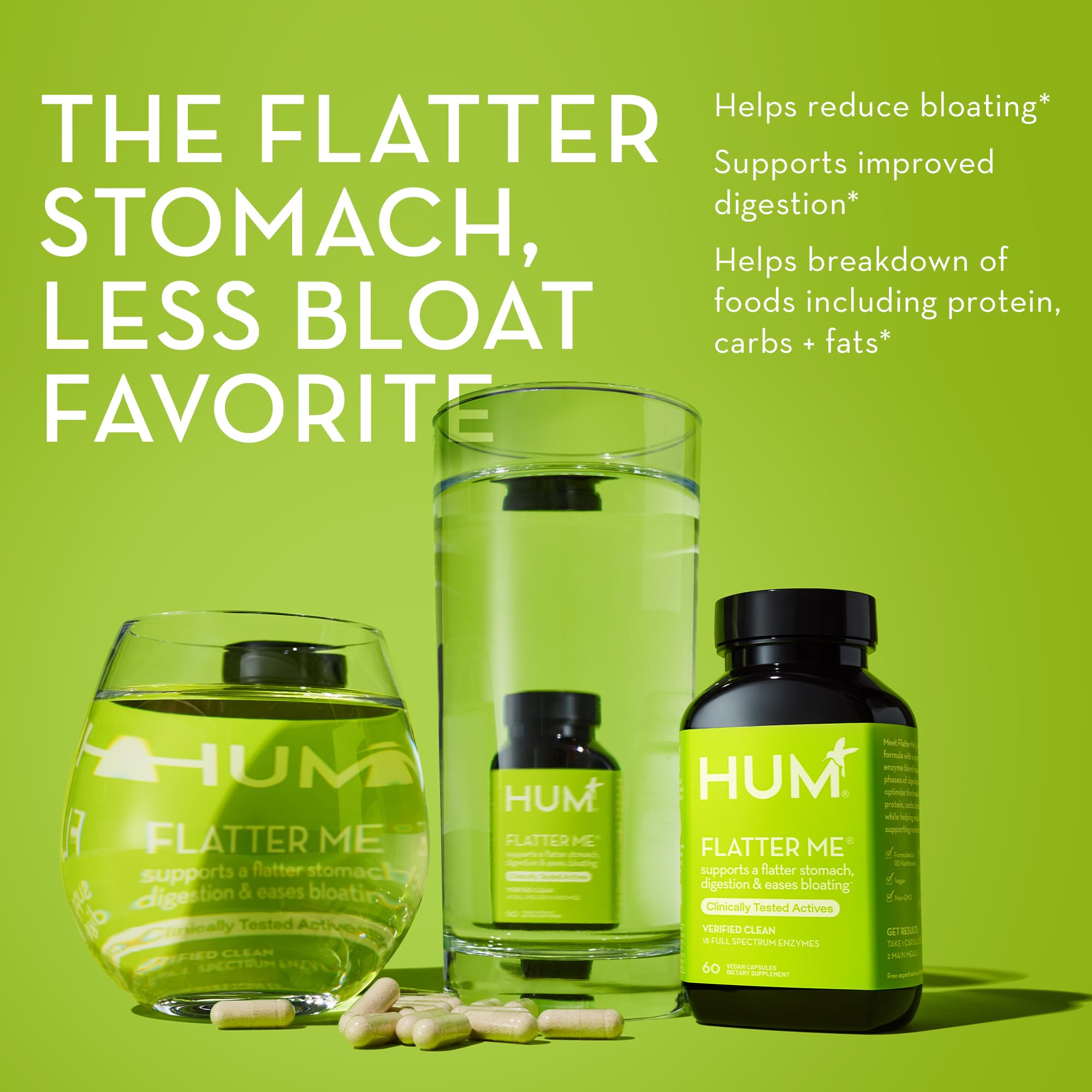 HUM Flatter Me Supplement for Daily Bloating - 18 Full Spectrum Digestive HUM uk supplements