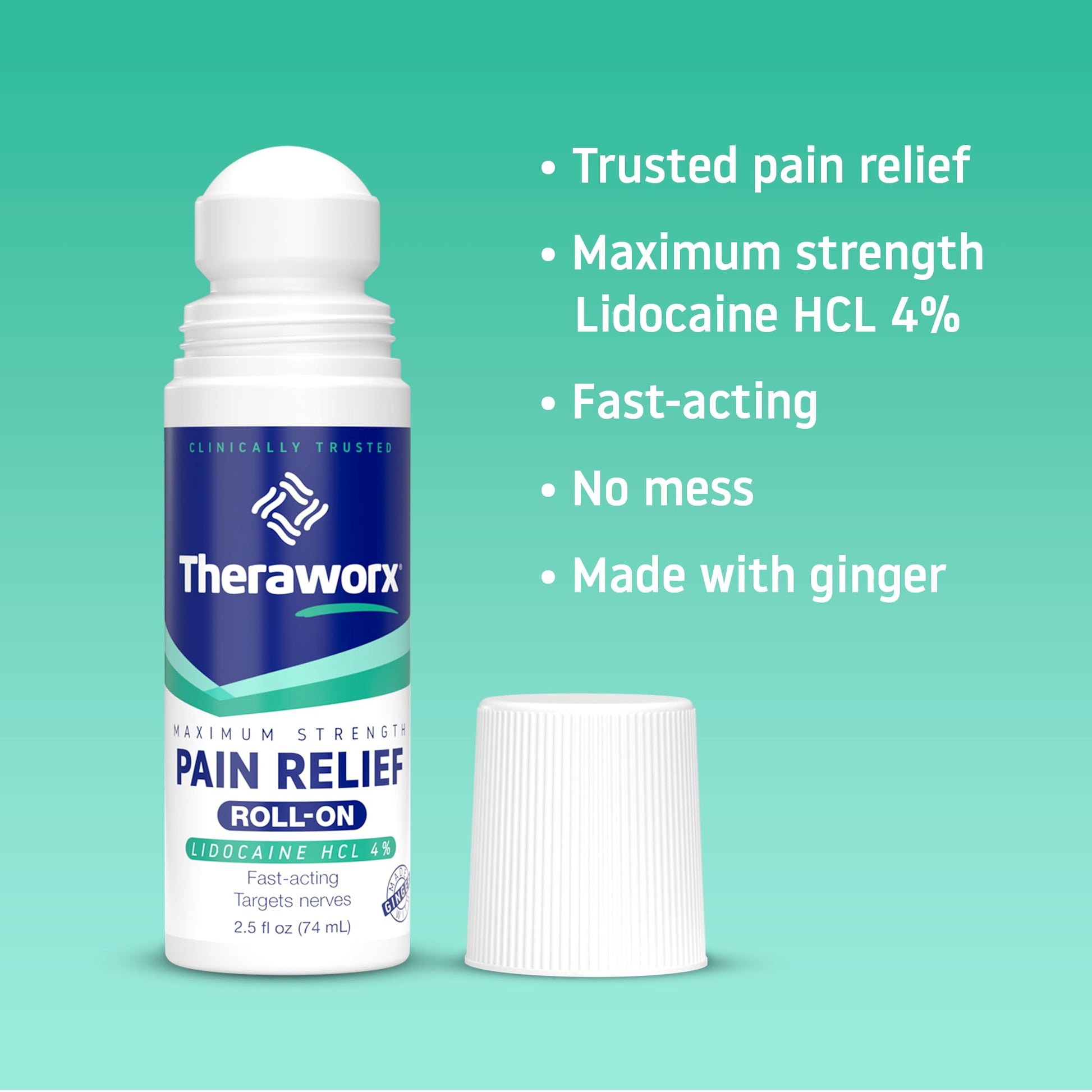 Theraworx Maximum Strength Pain Relief Roll-On with Lidocaine, Fast-Acting - 2.5 Oz - 1 Count Theraworx uk supplements