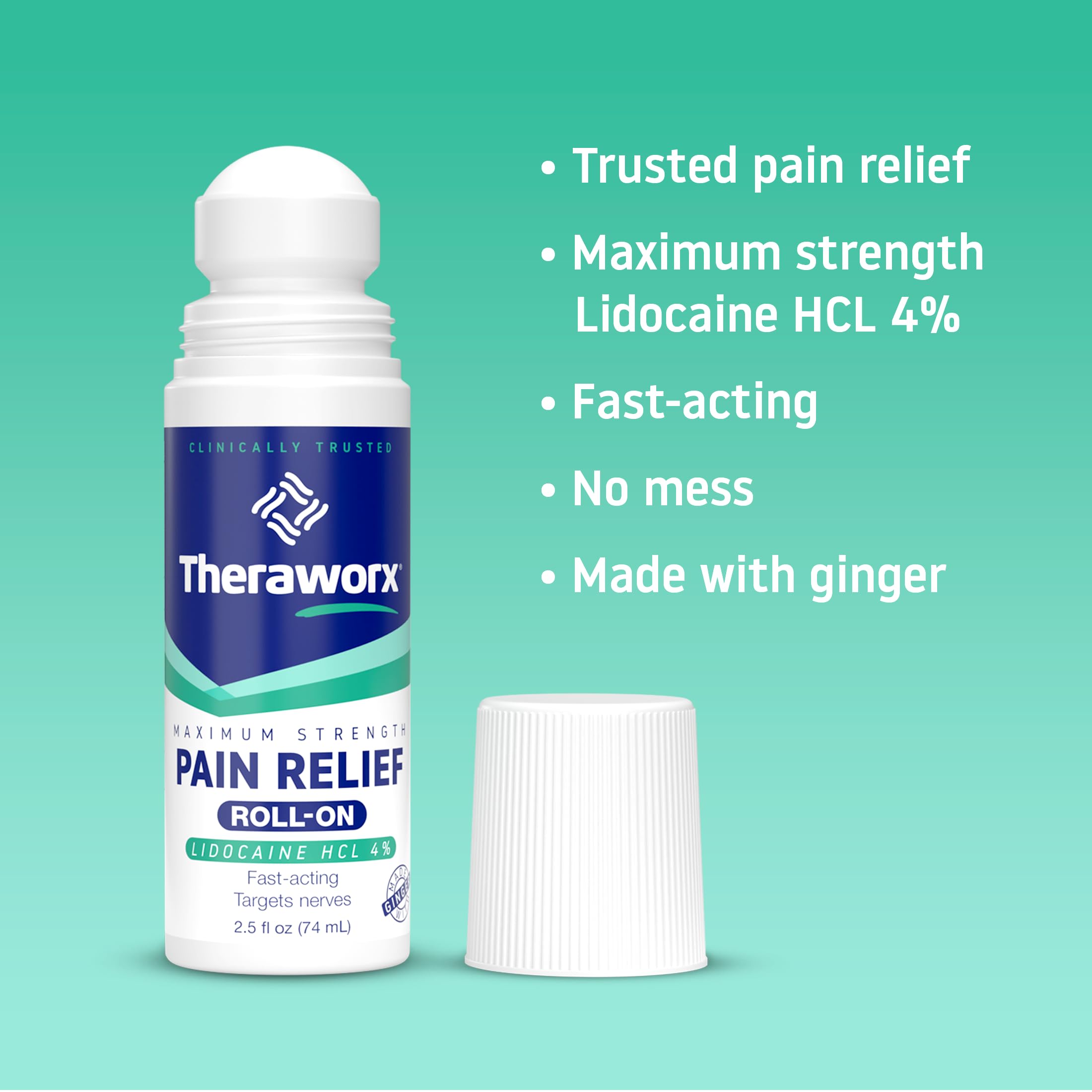 Theraworx Maximum Strength Pain Relief Roll-On with Lidocaine, Fast-Acting - 2.5 Oz - 1 Count Theraworx uk supplements