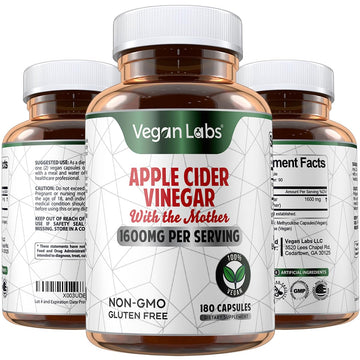 Vegan Labs Apple Cider Vinegar Capsules with The Mother- 180 Vegan Capsules Vegan Labs uk supplements