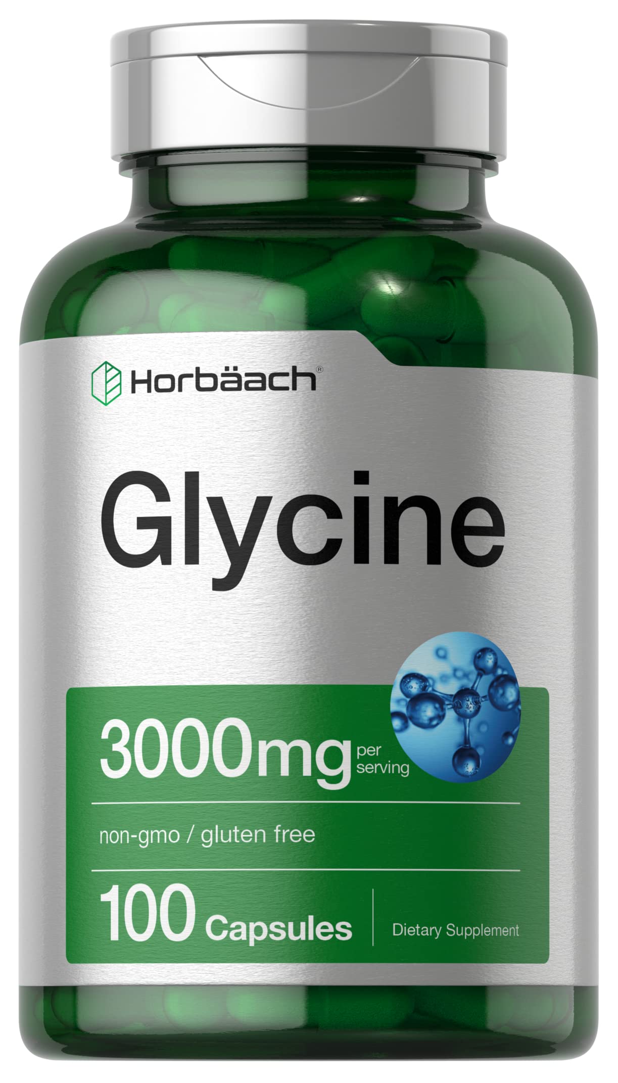 Glycine 3000 mg 100 Capsules | Non-GMO, Gluten Free Glycine Supplement | by Horbaach Horbäach uk supplements