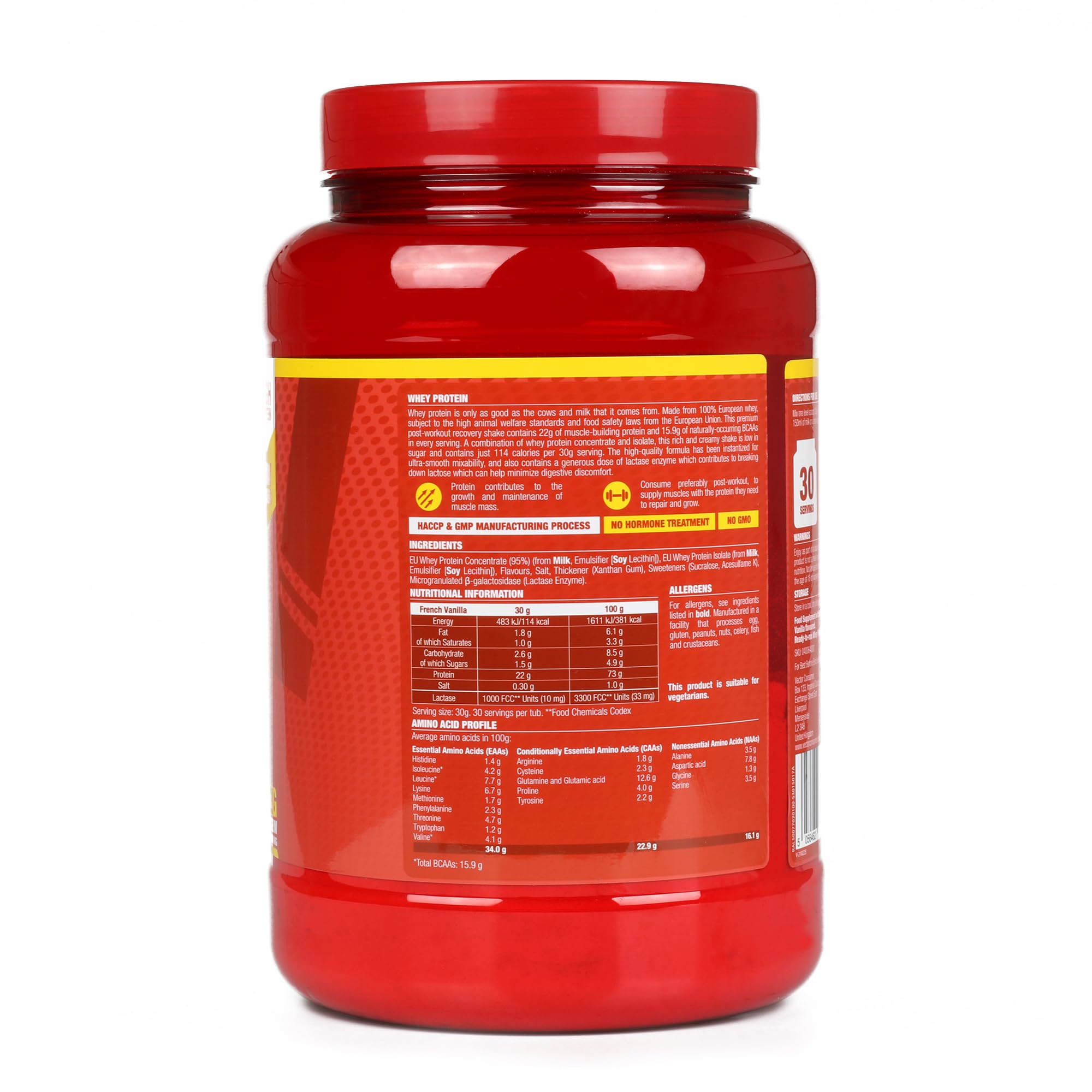 LFC Whey Protein Powder Strawberry Flavour 908g 15.5g Naturally-Occurring BCAAs 21g Protein Vector Consumer uk supplements