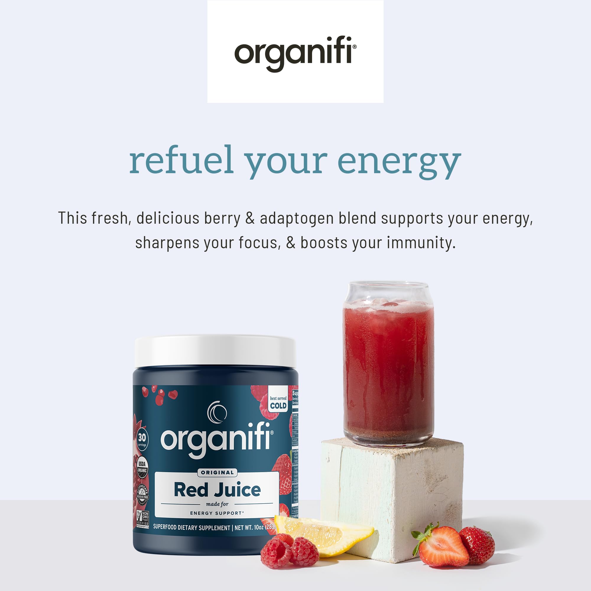 Organifi Red Juice - Natural Superfood Energy Boost - High in Antioxidants - Sweet-Berry Organifi uk supplements