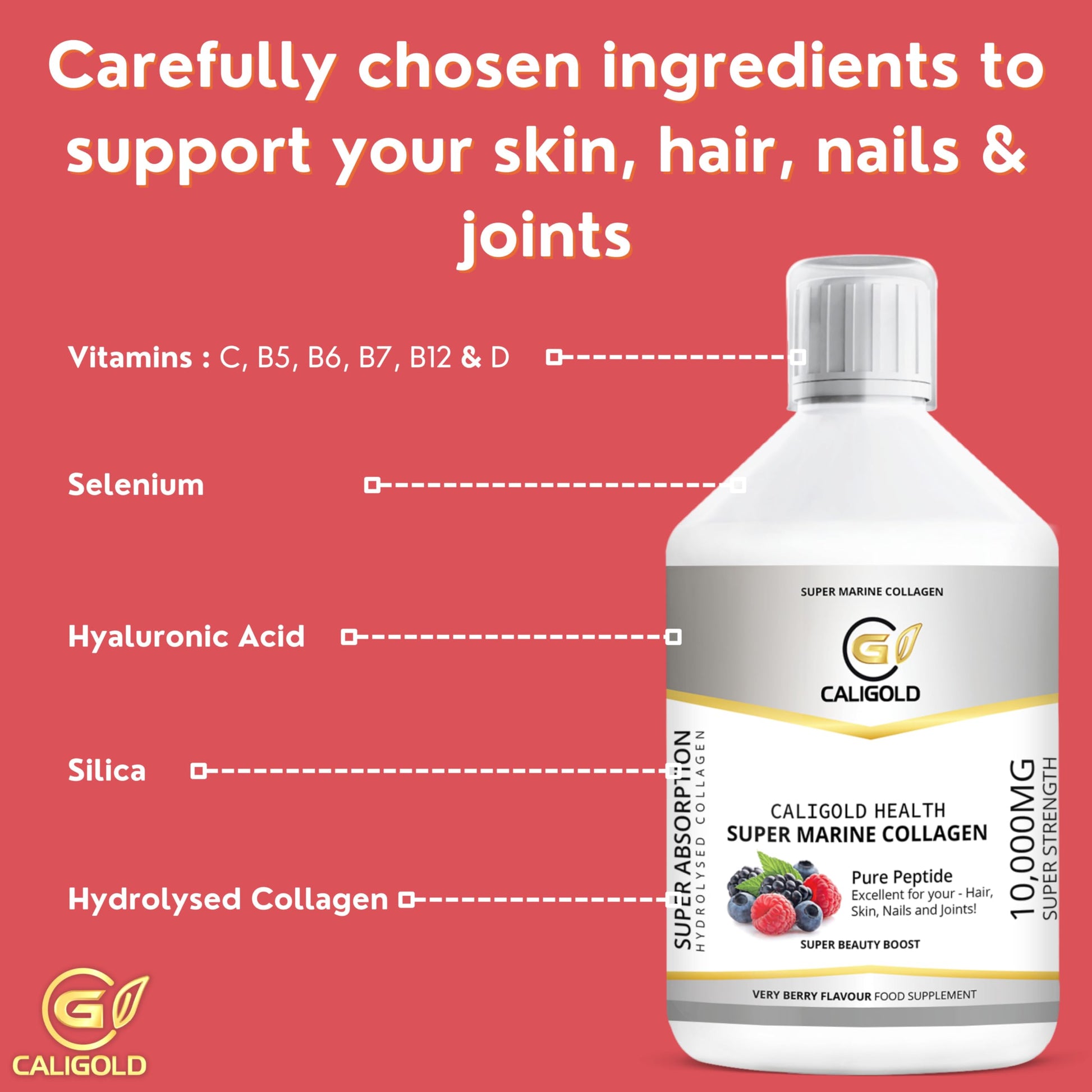 CALIGOLD Health Super Marine Collagen Liquid - Excellent for Hair, Skin, Nails and Joints CALIGOLD uk supplements