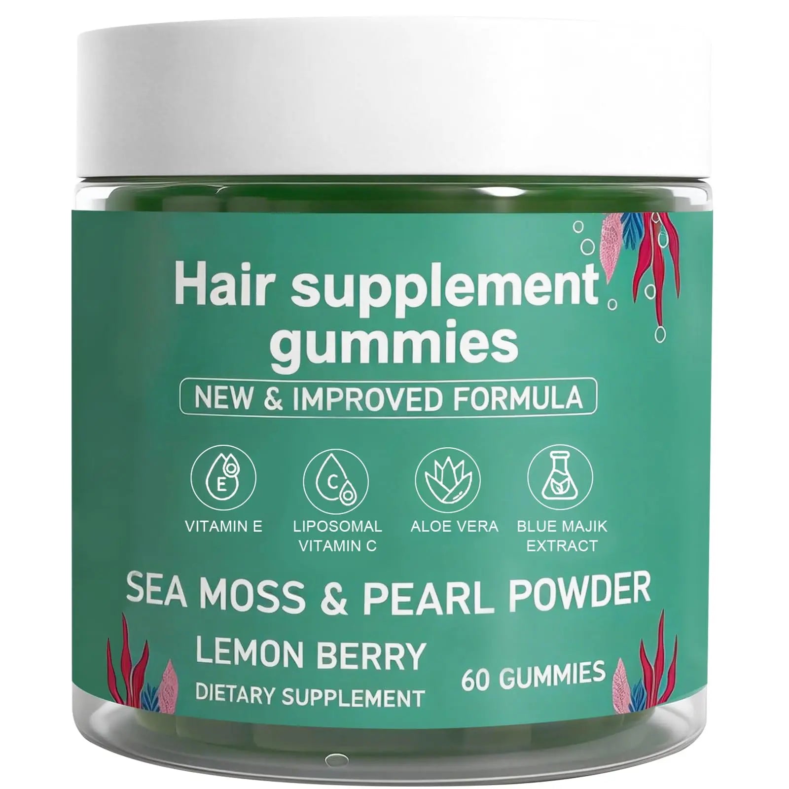 YATIME Hair Loss Gummies,Sea Moss Gummies with Vitamin C, Vitamin E, Aloe Vera, Pearl Powder Support Faster Hair Growth YATIME uk supplements