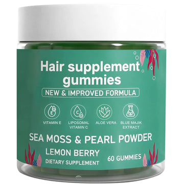 YATIME Hair Loss Gummies,Sea Moss Gummies with Vitamin C, Vitamin E, Aloe Vera, Pearl Powder Support Faster Hair Growth YATIME uk supplements