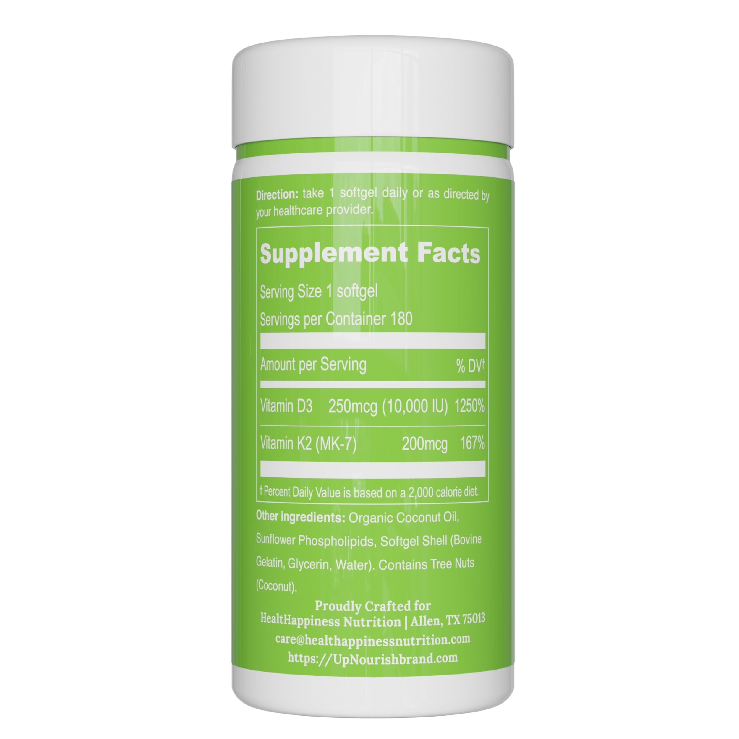 UpNourish Liposomal D3 K2 Vitamin 10000 IU D3 and K2 MK-7 200 mcg - 180 Vitamin D3 k2 (Vitamina D3 con K2) Mini Softgels - Easy to Swallow K2 D3 Vitamin UpNourish uk supplements