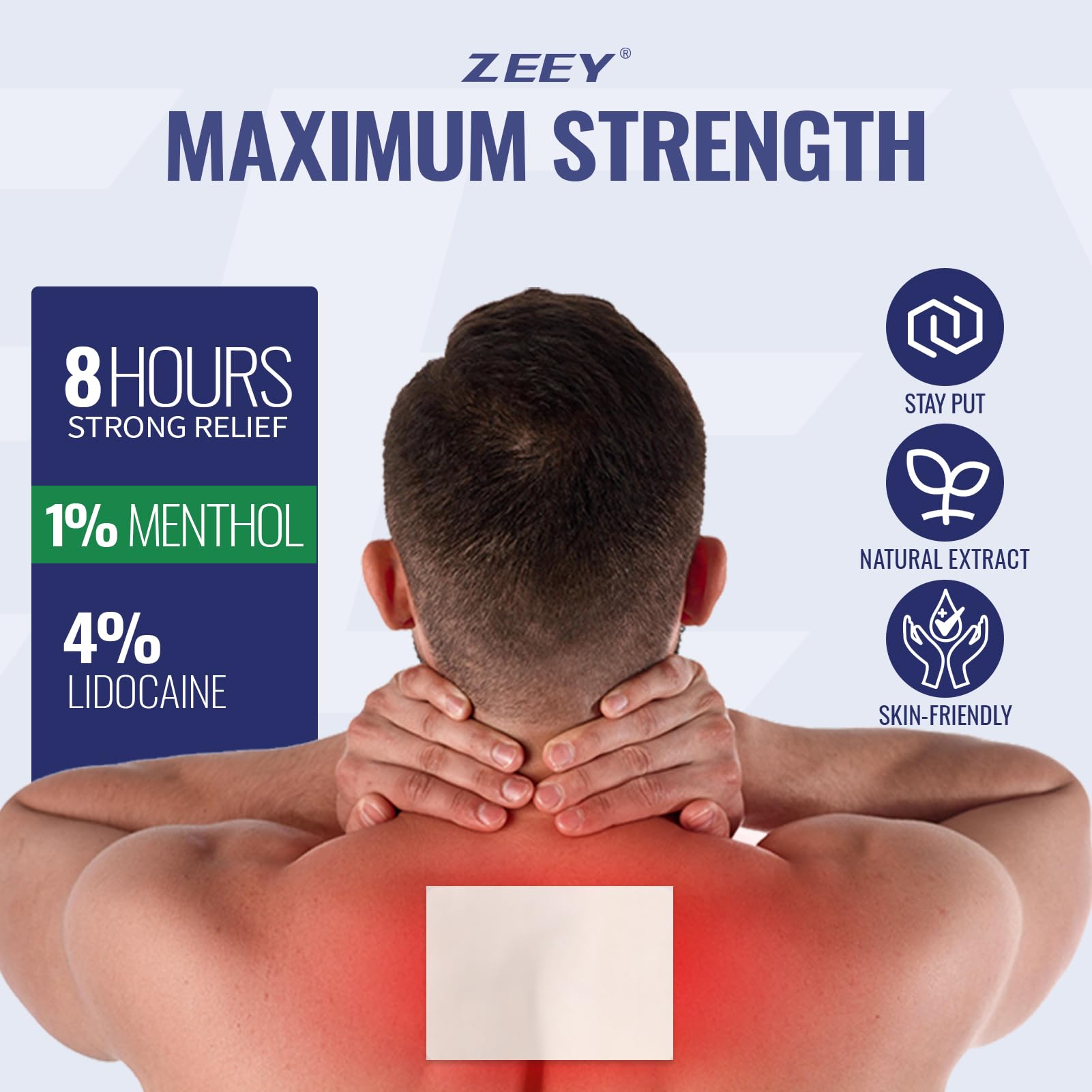 ZEEY 4% Lidocaine Pain Relief Patches, with 1% Menthol Maximum Strength OTC, for Back, Knee, Neck, Shoulders, Joints, Muscle Soreness, Fast Acting, Long Lasting, Large Gel Patch, 5.5" x 3.94", 20Ct ZEEY uk supplements
