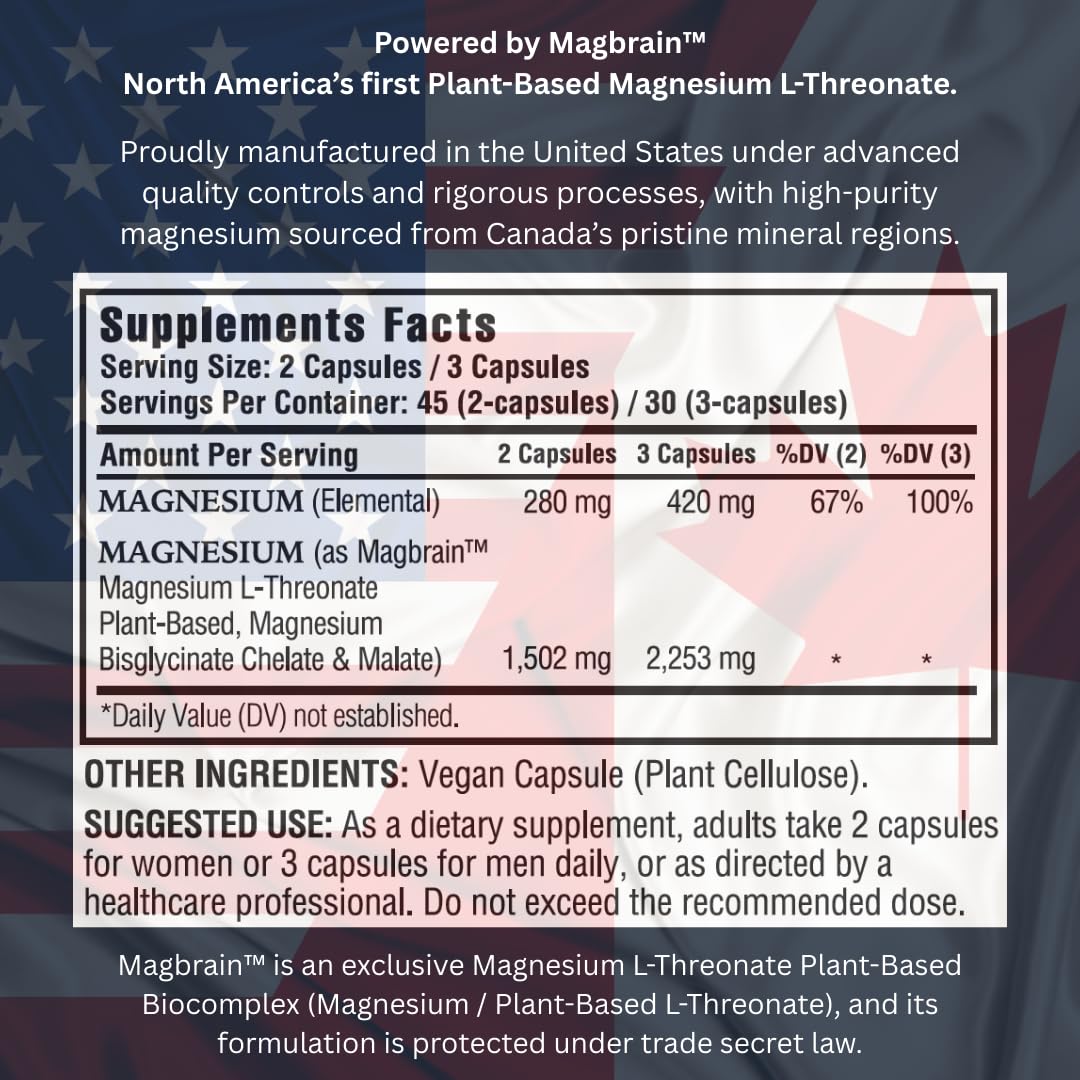 Kappa Nutrition Powered by Magbrain™ Magnesium L-Threonate Plant-Based, 90 Vegan Capsules, 420mg Elemental Magnesium (3 Capsules) from 2,253mg, Brain, Sleep & Muscle Support. KAPPA NUTRITION uk supplements