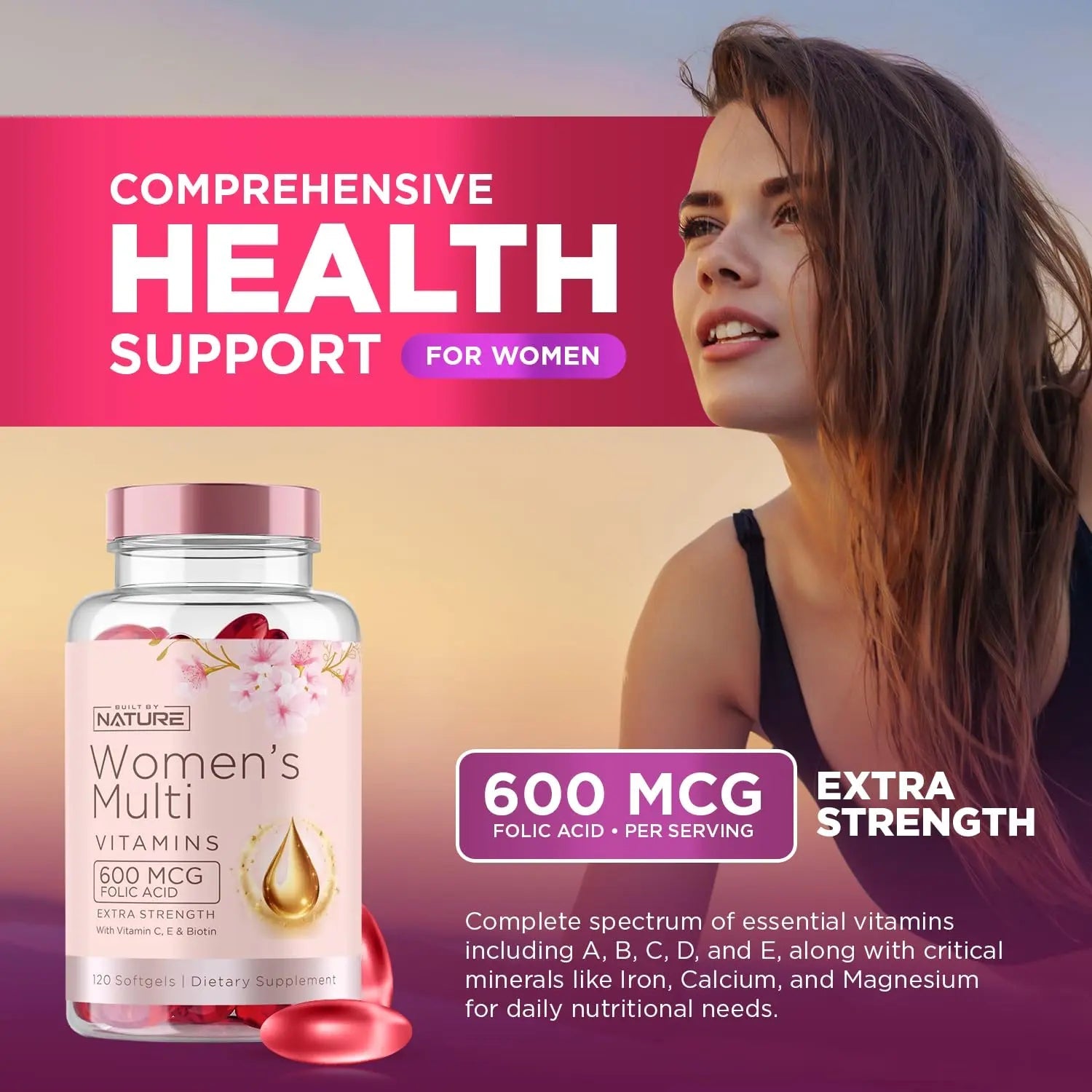 Built by Nature Vitamins for Women – Women's Complete Daily Multivitamin Supplement with A, B, C, D, E, Iron, Calcium, Magnesium and Multi Minerals Built by Nature uk supplements