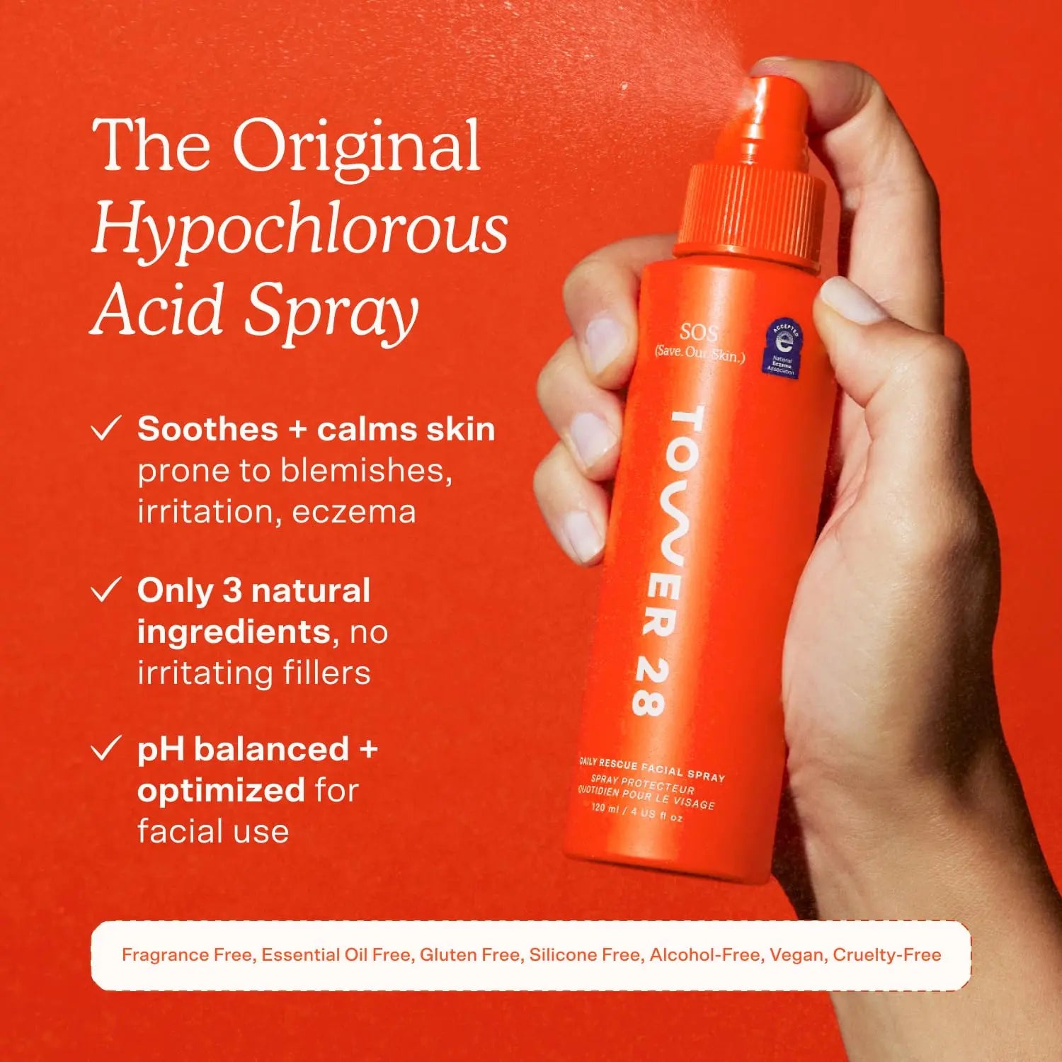 Tower 28 SOS Daily Rescue Facial Spray - Hypochlorous Acid Spray to Help Reduce Redness, Calm Irritation + Alleviate Flare-Ups - Soothing + Purifying Face Toner - Everyday Skin Care Essential (4 oz) Tower 28 uk supplements