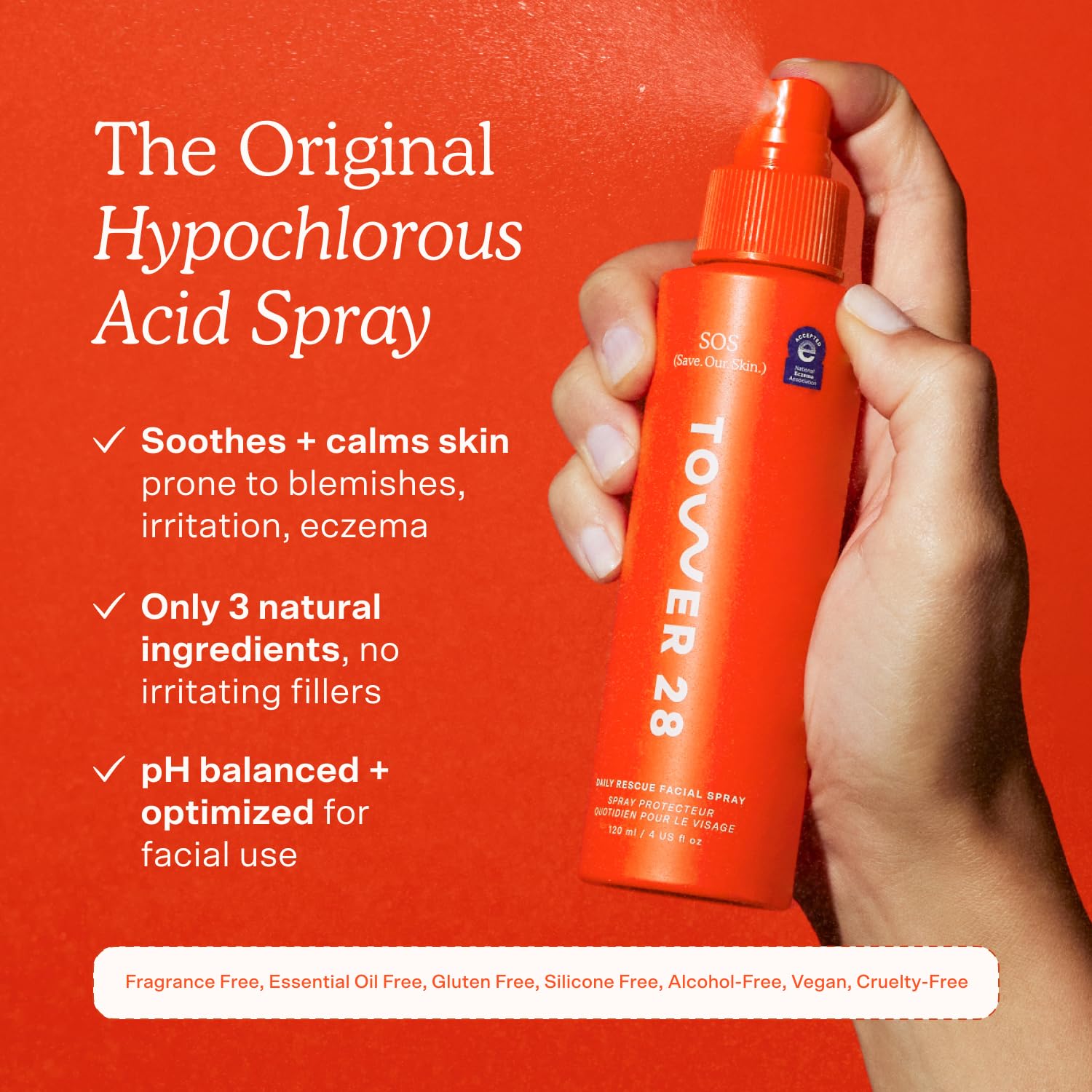 Tower 28 SOS Daily Rescue Facial Spray - Hypochlorous Acid Spray to Help Reduce Redness, Calm Irritation + Alleviate Flare-Ups - Purifying Travel Size Face Toner - Everyday Skin Care Essential (1 oz) Tower 28 uk supplements