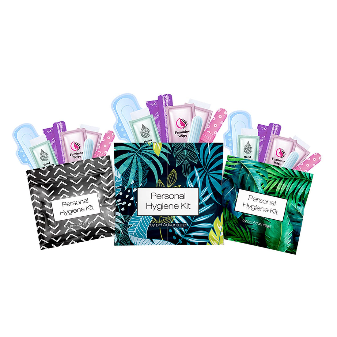 3 x Menstrual All-in-One Kits - Assorted Colors | Convenience on The Go | Single Period Kit Packs pH Advantage uk supplements