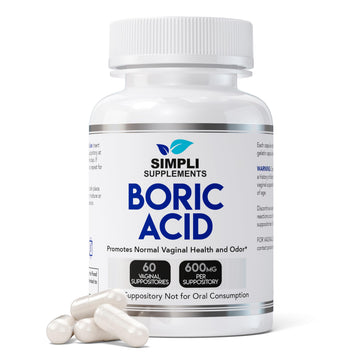 Simpli Supplements Boric Acid Suppositories for Women 600mg – 60 Count | Vaginal pH Balance Support | Feminine Care | Helps Maintain Freshness & Odor Control Simpli Supplements uk supplements