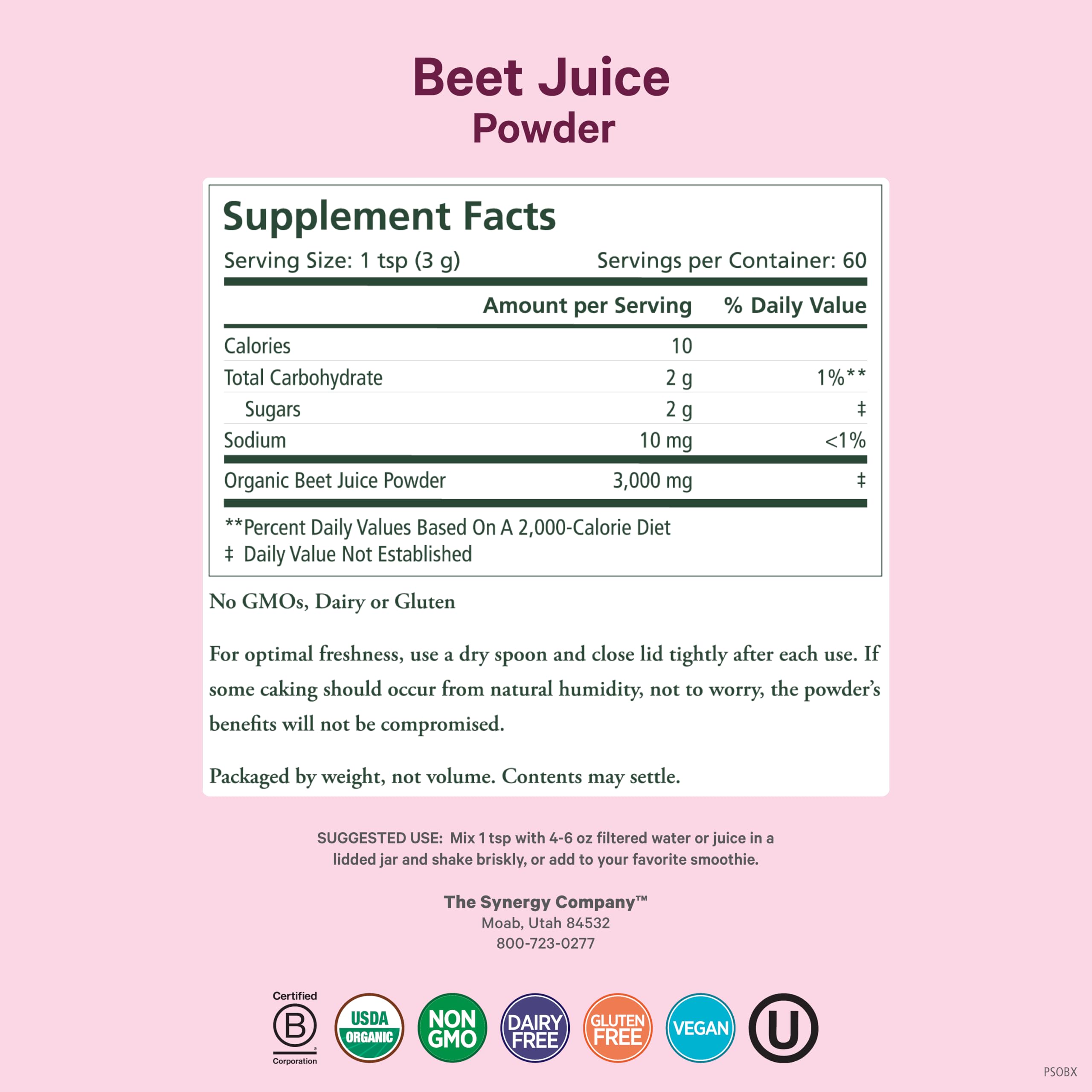 PURE SYNERGY Organic Beet Juice Powder | Pre-Workout Supplement | Organic Beet Root Juice Powder | for Healthy Circulation, Exercise, and Detoxification (6.4 oz.) PURE SYNERGY uk supplements
