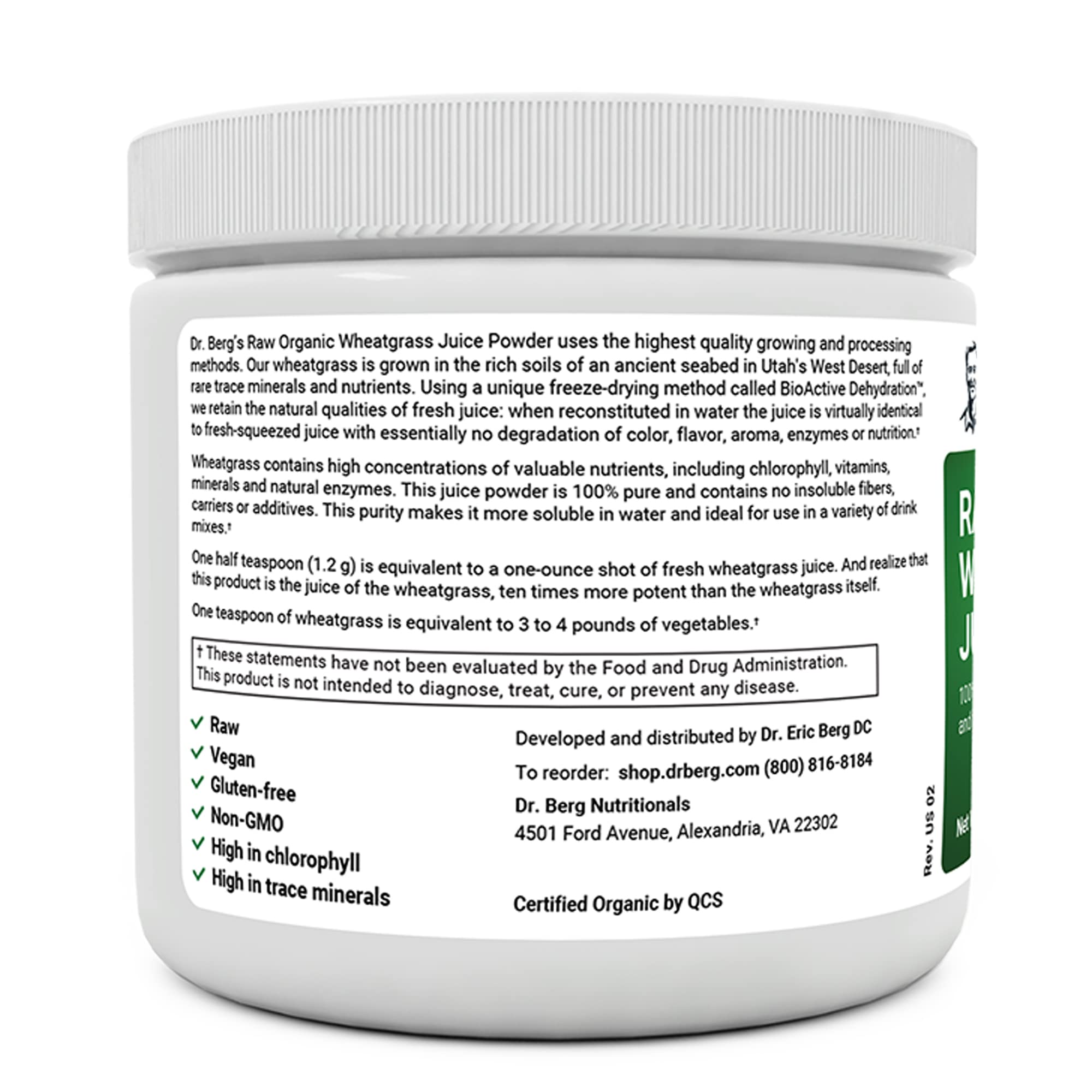 Dr. Berg's Wheatgrass Superfood Powder - Raw Juice Organic Ultra-Concentrated Rich Dr. Berg Nutritionals uk supplements