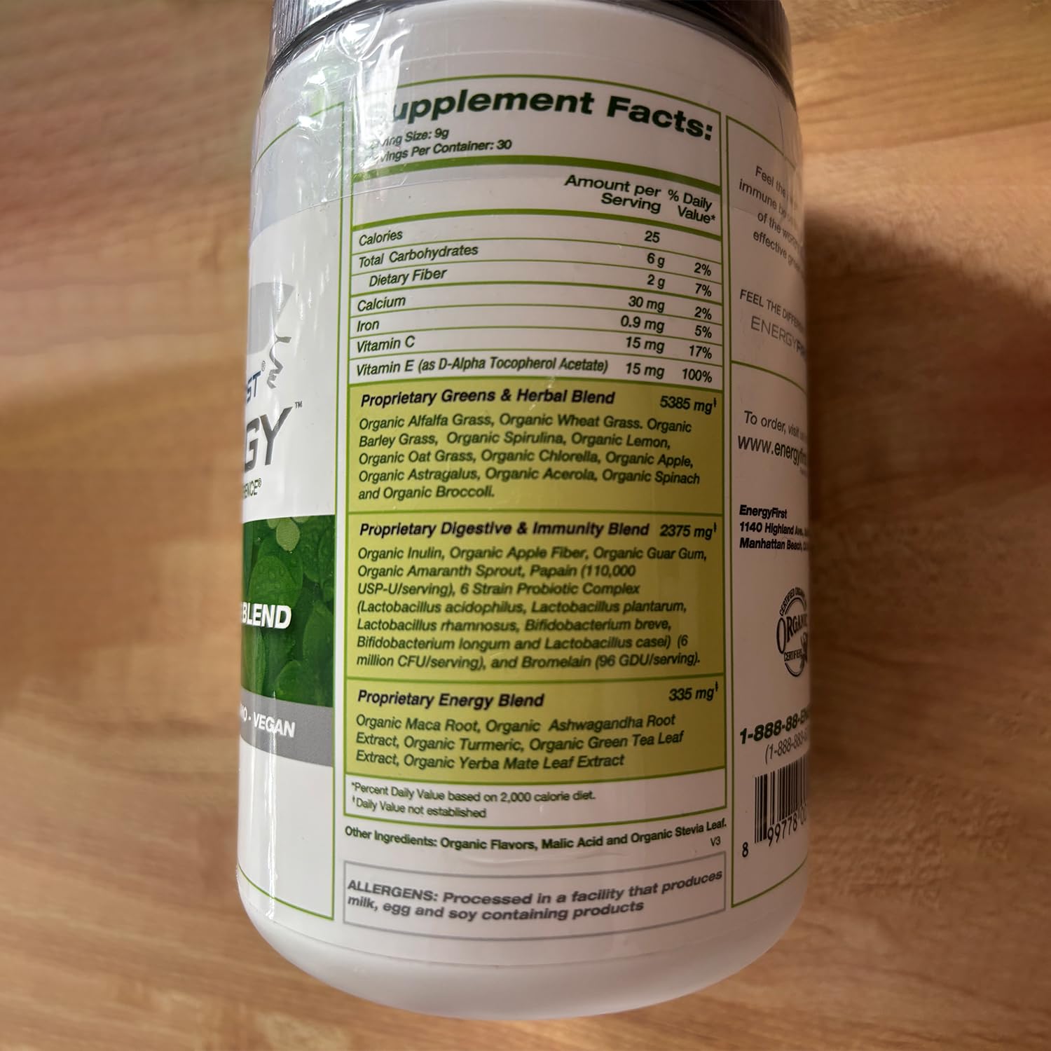 EnergyFirst Energize and Detoxify Greenergy Organic Superfood Powder - Vegan, Gluten-Free, Sugar-Free, Non-GMO - 30 Servings for Daily Energy & Immunity Boost! EnergyFirst uk supplements