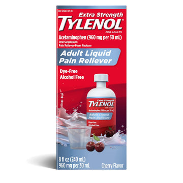 Tylenol Adult Liquid Pain Reliever and Fever Reducer, Extra Strength Liquid Acetaminophen for Fast Pain Relief for Headaches & Other Minor Pain, Cherry Flavor, Dye & Alcohol Free, 8 fl. oz Tylenol uk supplements