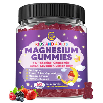 Magnesium Glycinate Gummies 400/200mg for Kids & Adults, NO Melatonin Sleep Aid Magnesium Supplement Gummies with Chamomile, Lavender, L-Theanine & GABA, B6, D3 & K2 for Bone, Relax, Immune Support GORNVB uk supplements