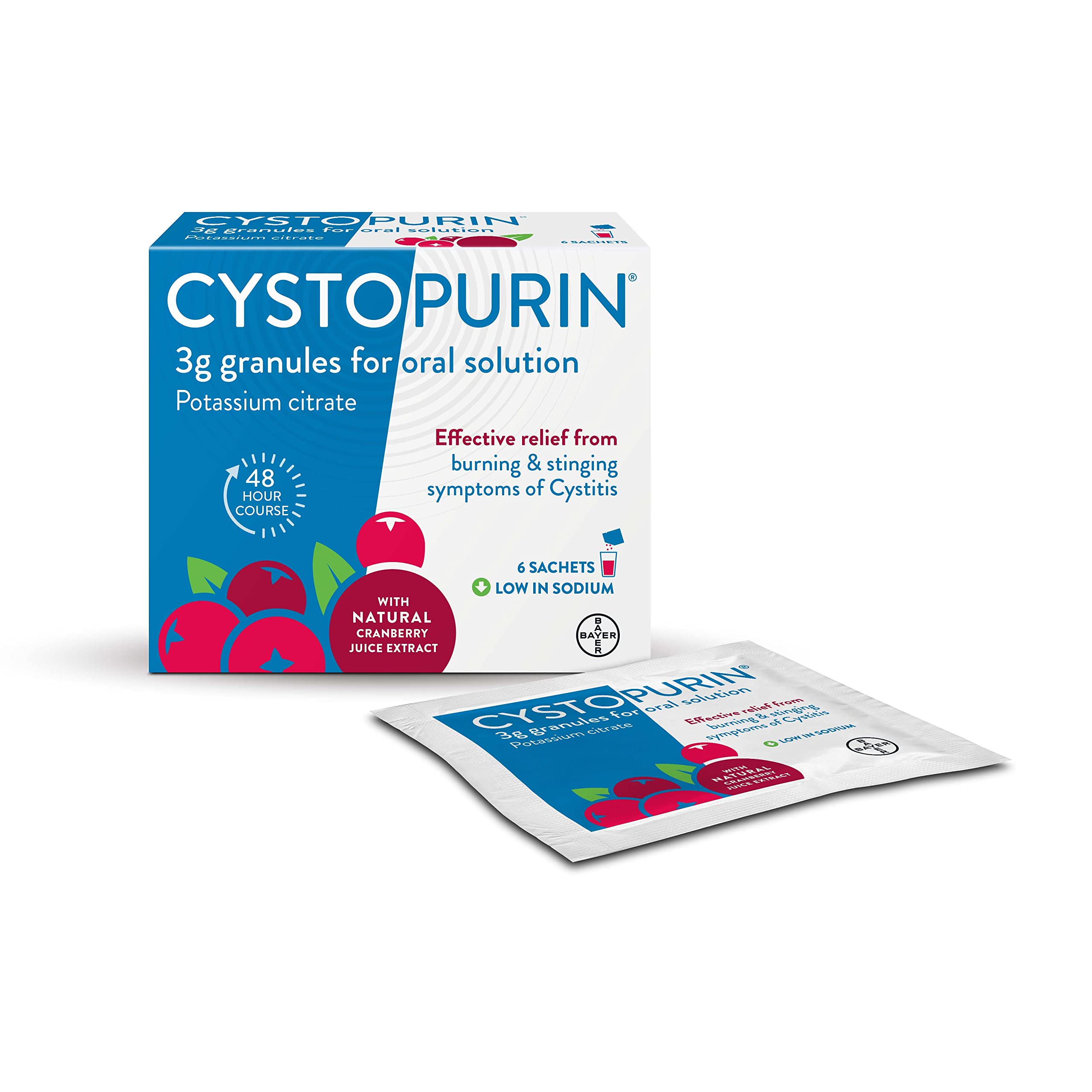 Cystopurin Cystitis Relief, Cranberry Flavour and Low in Sodium, 6 Sachets Cystopurin uk supplements