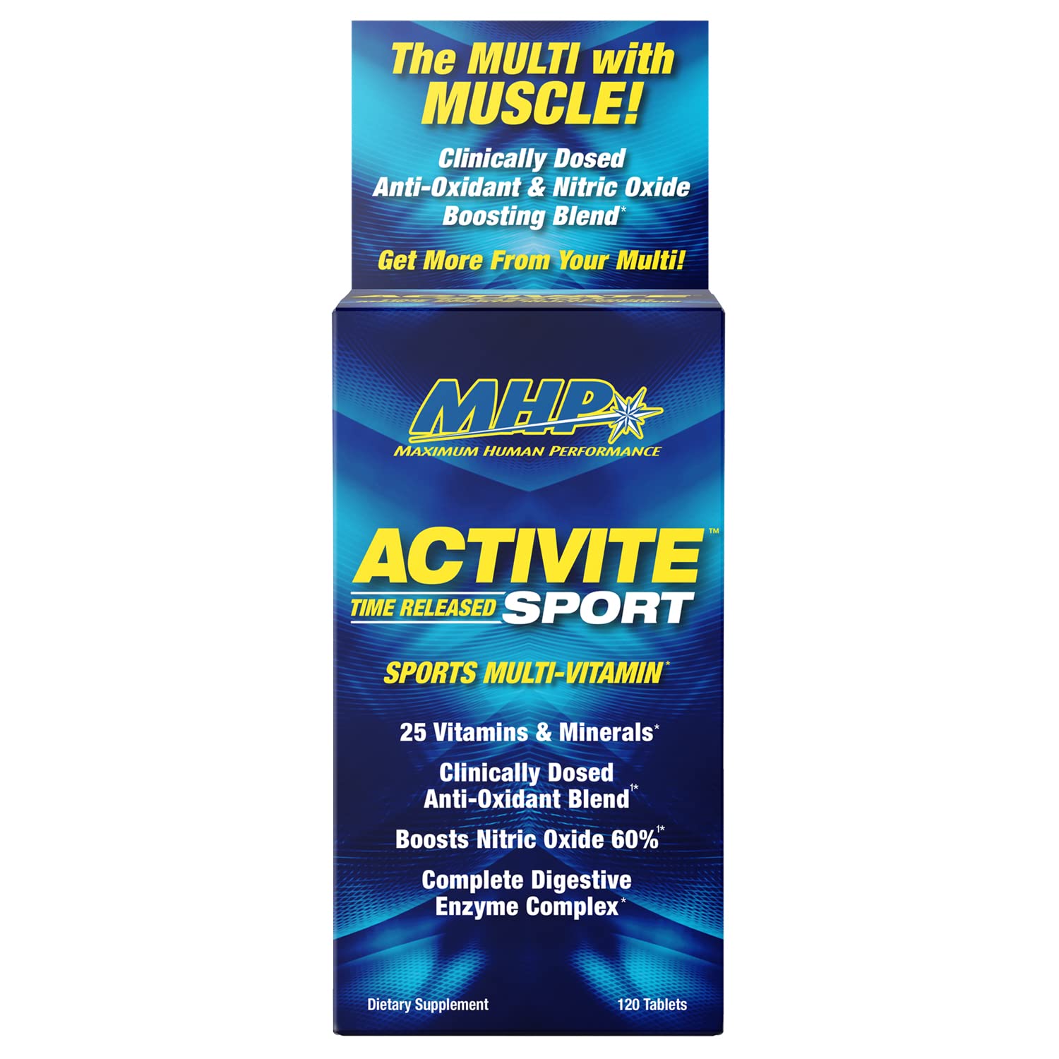 MHP Activite Sport Multi Vitamin, 25 Vitamins and Minerals, Nitric Oxide Booster, Digestive Enzymes, Antioxidants, 120 Tablets Maximum Human Performance uk supplements