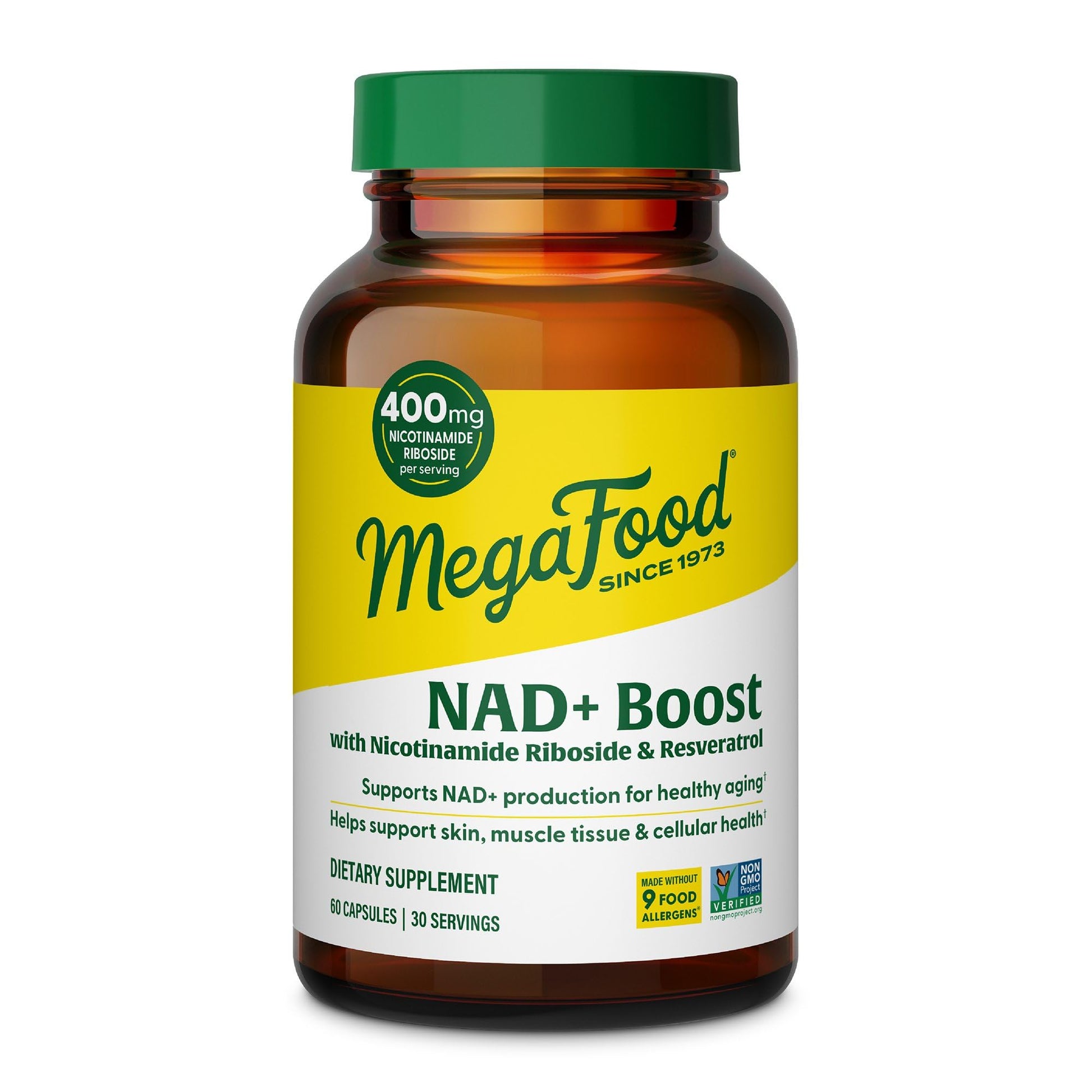 MegaFood NAD+ Supplement with Nicotinamide Riboside & Resveratrol - NMN Supplement Alternative - Vitamin B12, B6, Methylfolate & Niacin - NAD for Healthy Aging - Non-GMO - 60 Capsules, 30 Servings MegaFood uk supplements