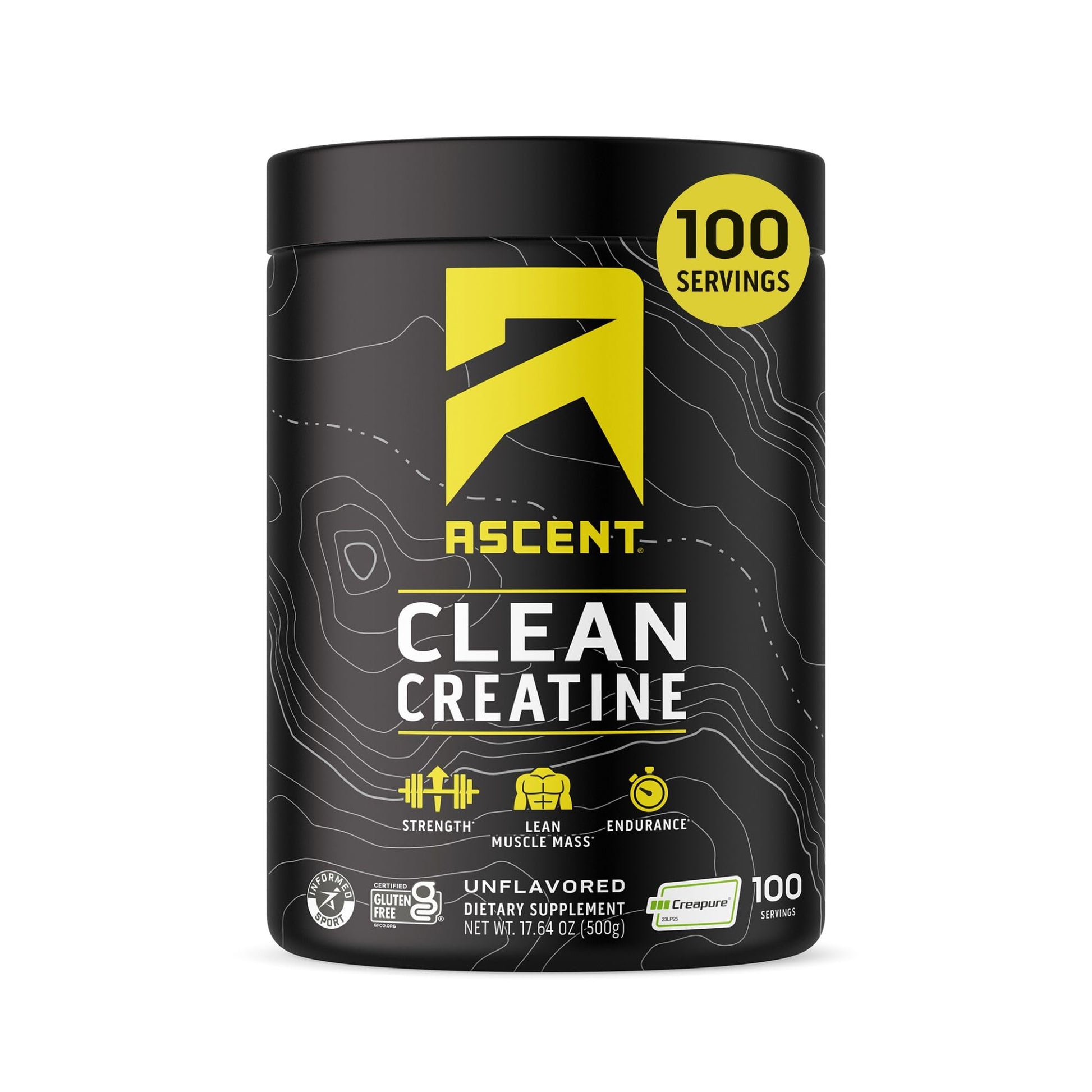 Ascent Clean Creatine Monohydrate Powder - 5G Per Serving, Creapure Creatine Supplement - Unflavored, 100 Servings Ascent uk supplements