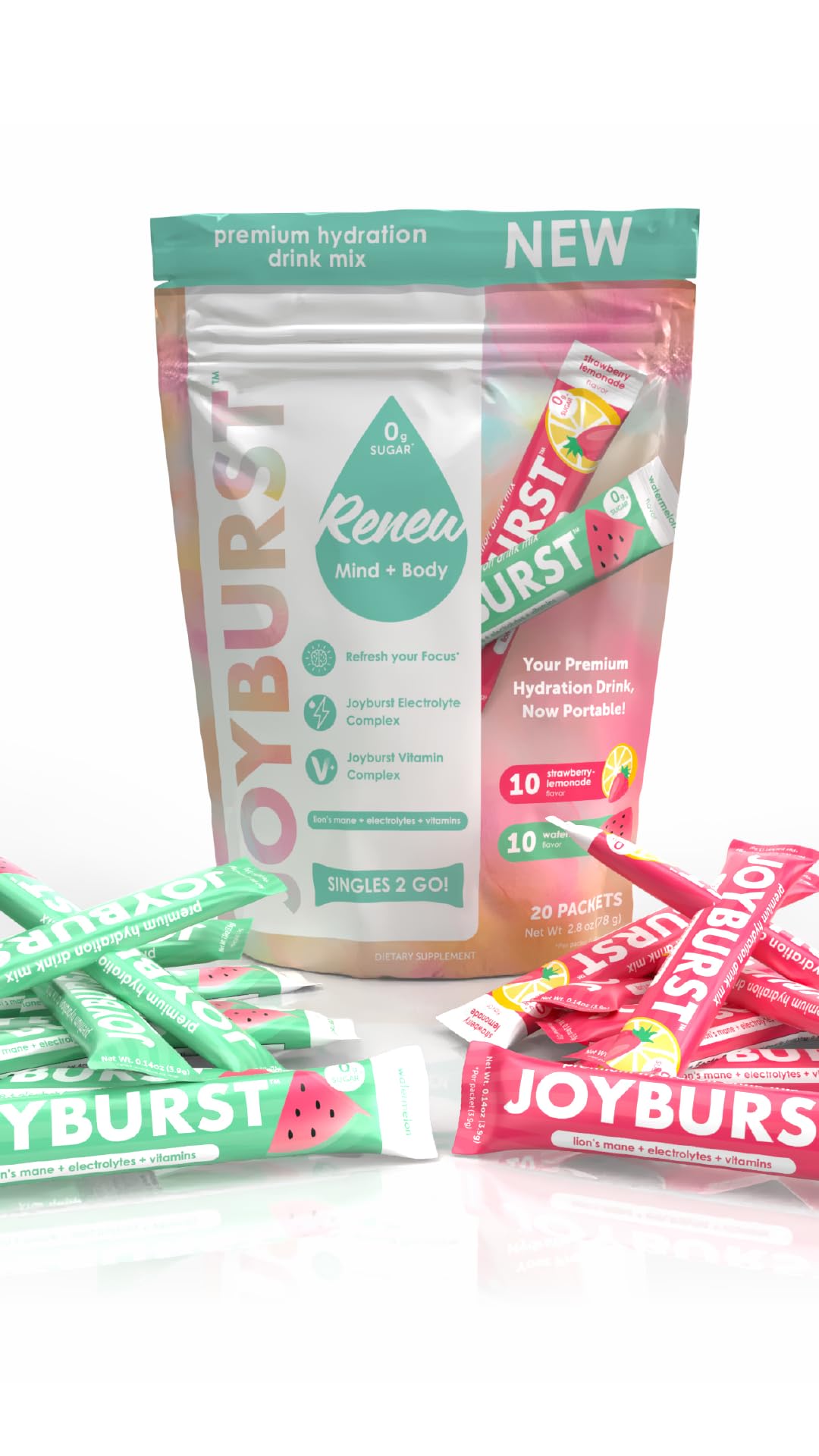 Joyburst Sugar Free Electrolytes Powder Packets, Instant Hydration Drink Mix Sticks, Variety Pack (10 Watermelon, 10 Strawberry Lemonade), Rehydrate On-The-Go JOYBURST uk supplements