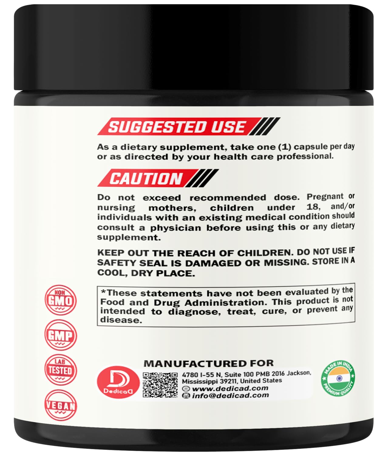 DEDICAD 12in1 Wormwood Capsules Black Walnut Cloves, Ginger, Turmeric Curcumin & Black Pepper - Immune System - 60 Capsules DEDICAD uk supplements
