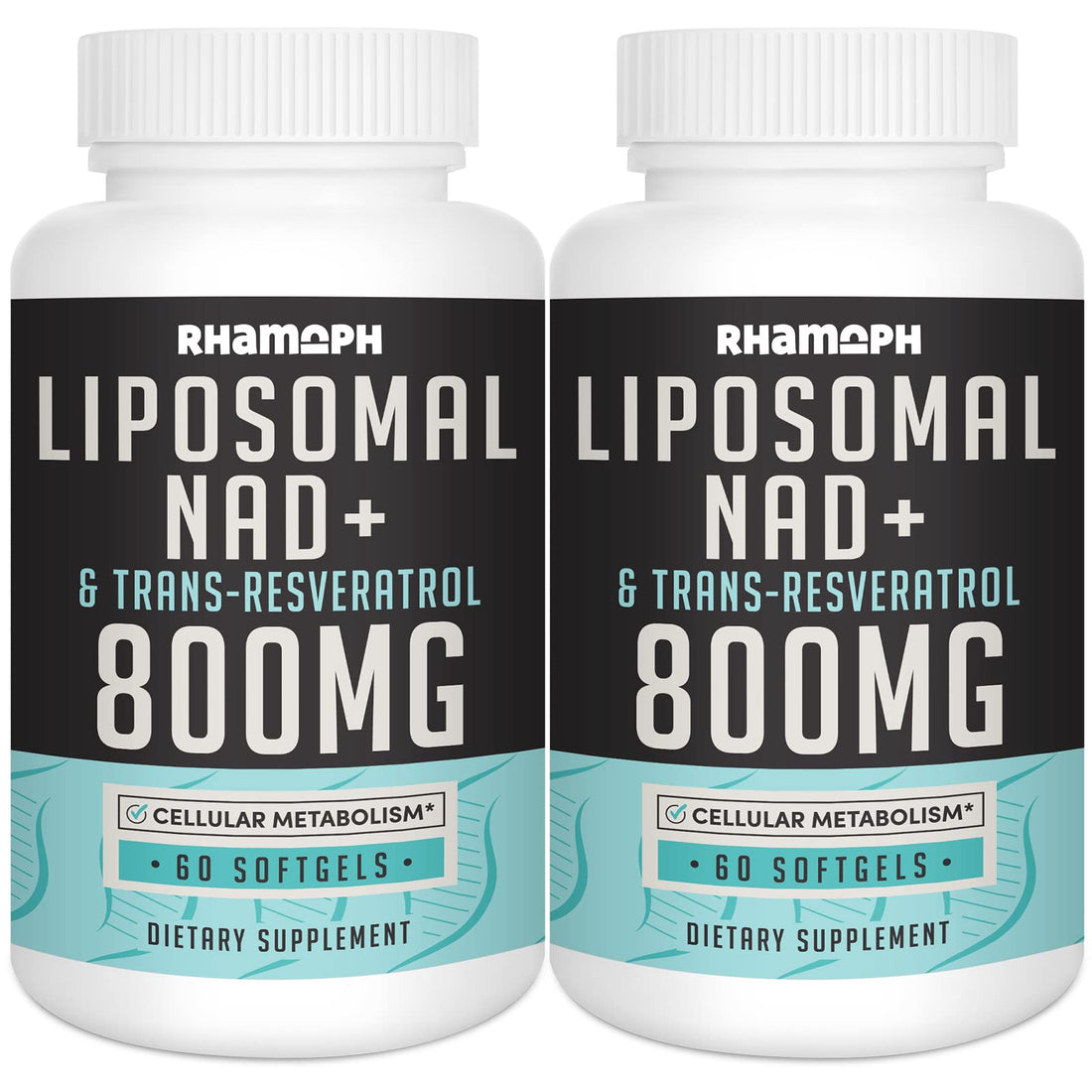 Rhamoph Liposomal NAD+ 800 mg with Trans-Resveratrol 300 mg, Max Absorption, Actual NAD+ Boosting Supplement for Healthy Aging, Cellular Energy, DNA Repair, Longevity - 120 Softgels Rhamoph uk supplements