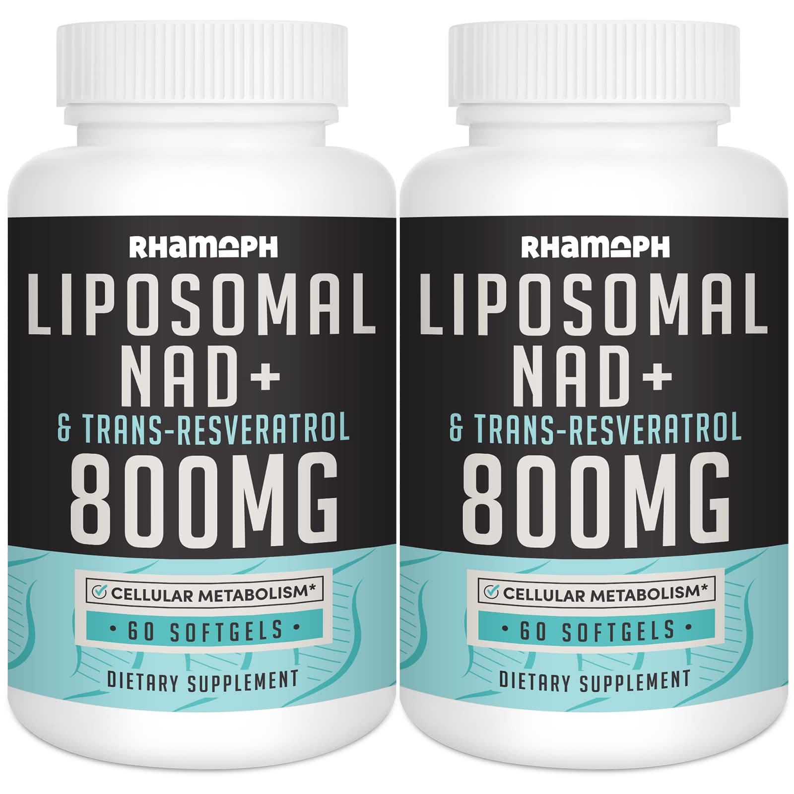 Rhamoph Liposomal NAD+ 800 mg with Trans-Resveratrol 300 mg, Max Absorption, Actual NAD+ Boosting Supplement for Healthy Aging, Cellular Energy, DNA Repair, Longevity - 120 Softgels Rhamoph uk supplements