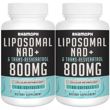 Rhamoph Liposomal NAD+ 800 mg with Trans-Resveratrol 300 mg, Max Absorption, Actual NAD+ Boosting Supplement for Healthy Aging, Cellular Energy, DNA Repair, Longevity - 120 Softgels Rhamoph uk supplements