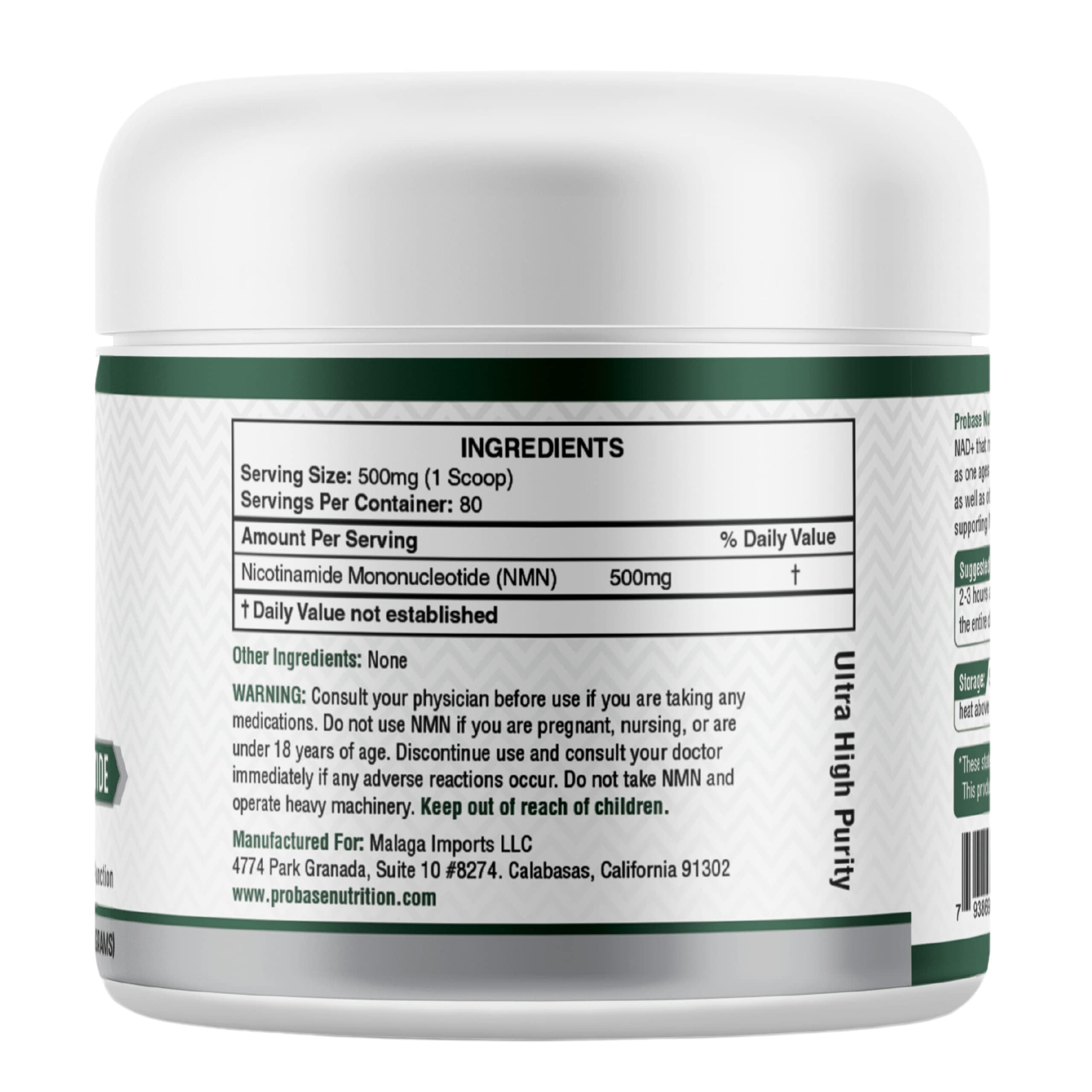 Probase Nutrition Longevity Pure NMN Powder 40 Grams - Ultra-Pure, Fully Stabilized, Pharmaceutical Grade NMN to Boost NAD+, Nicotinamide Mononucleotide Powder Supplement Probase Nutrition uk supplements