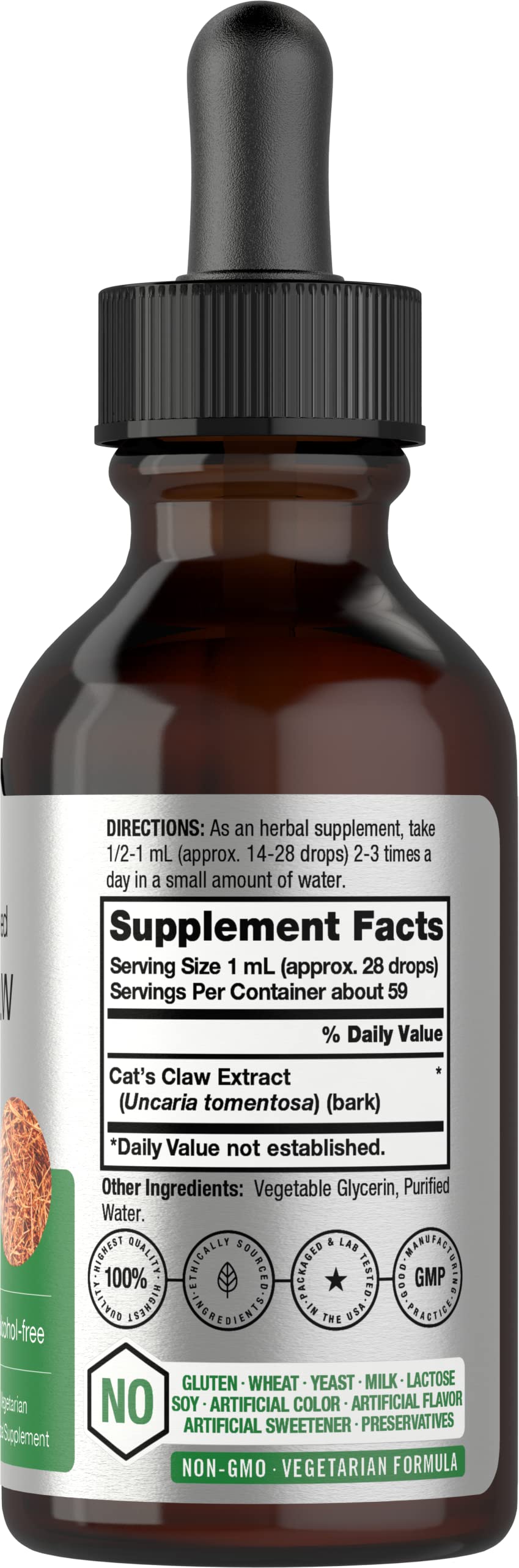 Cats Claw Herb Extract Tincture | 2 Fl Oz | Alcohol Free | Vegetarian, Non-GMO, Gluten Horbäach uk supplements