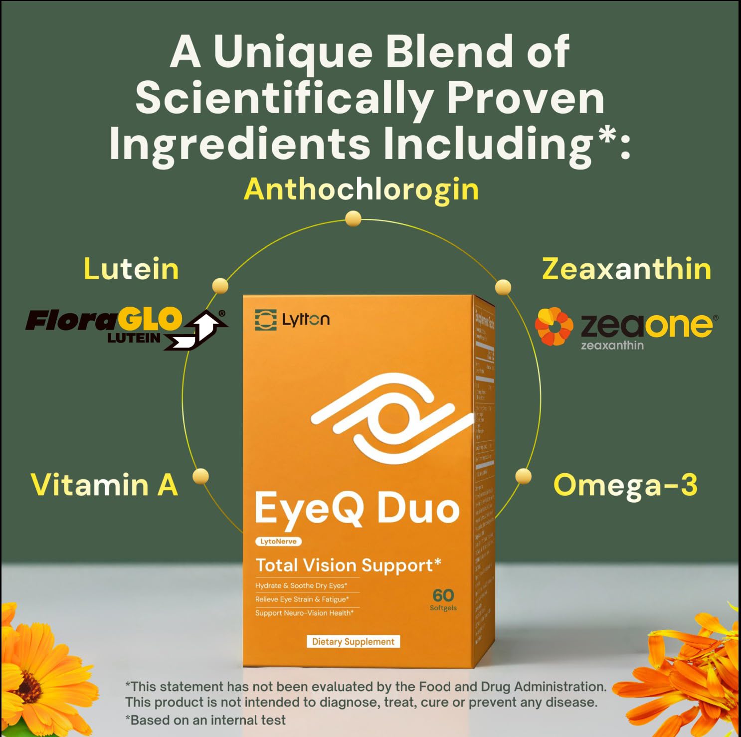 LYTTON EyeQ Duo Digital Eye & Focus Support – Patented Anthochlorogin for Brain-Eye Connection, Promotes Ocular Vitality – Rapid Visual Comfort & Natural Formula for Screen Users, 60 Softgels LYTTON uk supplements
