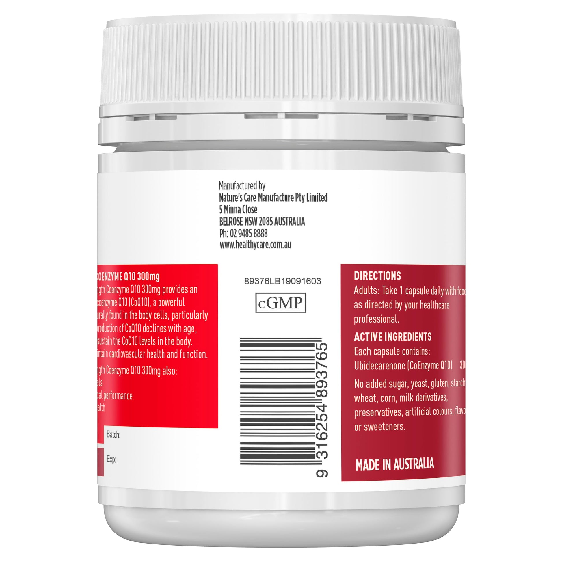 Healthy Care Ultra Strength 300mg Co Enzyme Q10 Capsules, Red, 60 Count | Supports Healthy Care uk supplements