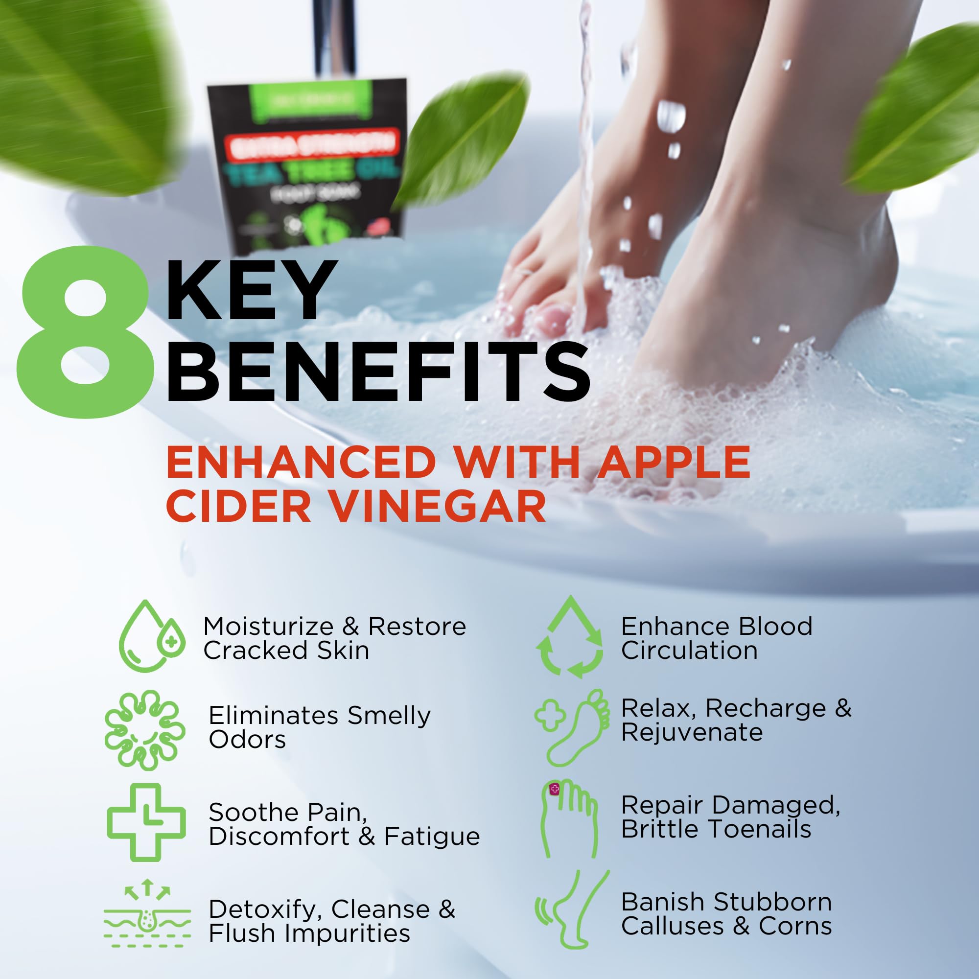 EXTRA STRENGTH Tea Tree Oil Foot Soak with Epsom Salt - Made in USA - for Toenails DAILY REMEDY uk supplements