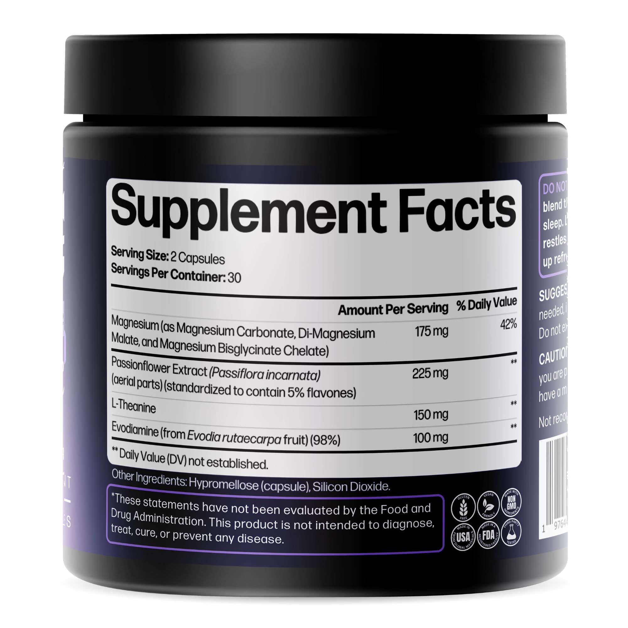 Doctor Formulated Triple Magnesium for Sleep, Calm & Relaxation with Chelated Magnesium Glycinate, L-Theanine, Passionflower & Evodia – Non-Habit, No Melatonin Magnesium Sleep Aid Support Supplement LIFE HAPPNS BE READY uk supplements