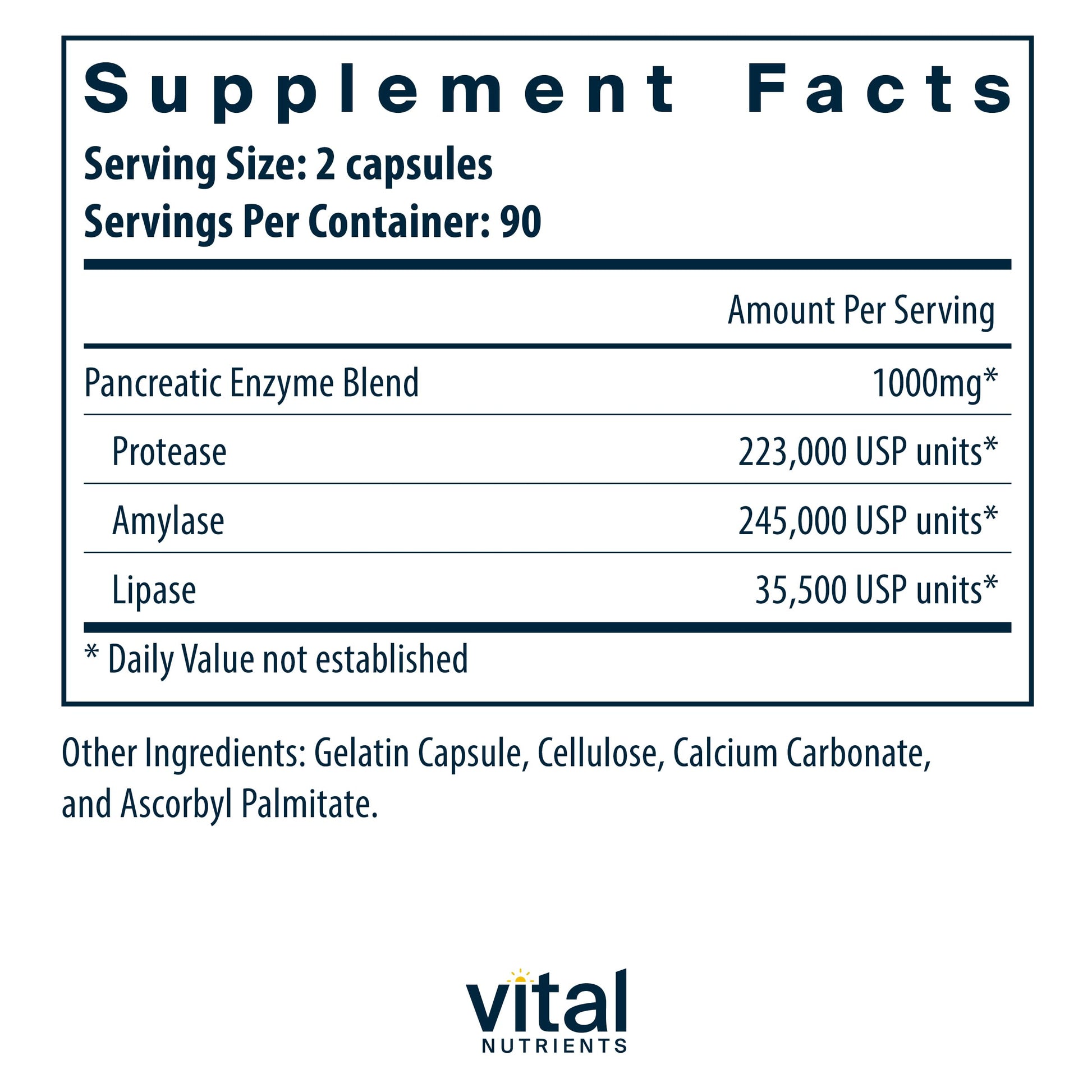 Vital Nutrients Pancreatic Enzymes 1000mg (Full Strength) | Pancreatin Digestion Supple Vital Nutrients uk supplements