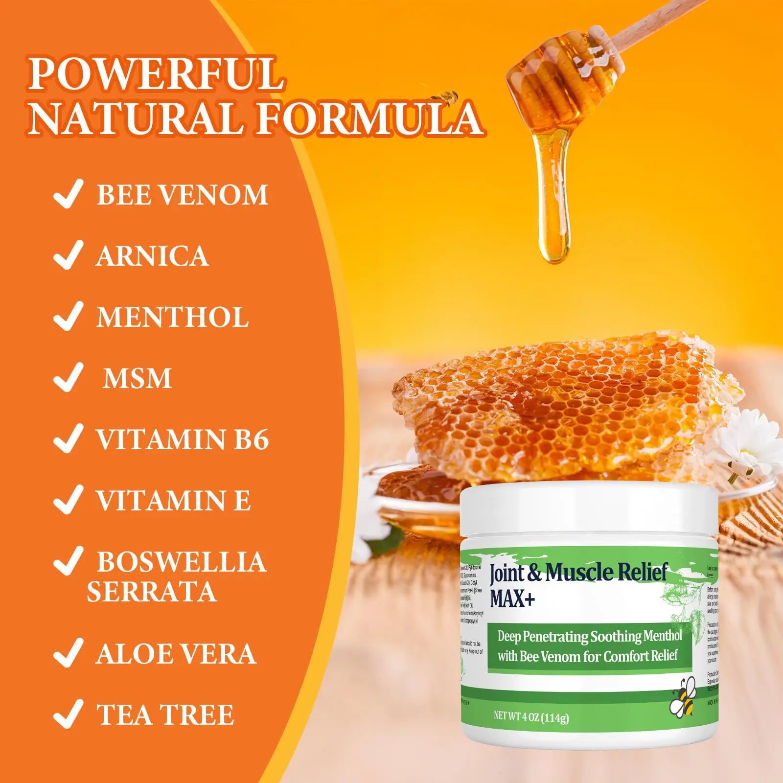 DUBOONAIO Max Energy Bee Venom Cream, Muscle Joint Soothing Cream, Pure Natural, for Back, Neck, Hands, Feet, Shoulder, Leg, Knee, Ankle Care DUBOONAIO uk supplements