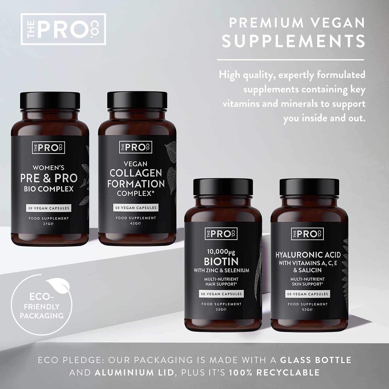Premium Vegan Collagen Booster Supplement - Hair Skin & Nails Vitamins The Pro Co uk supplements