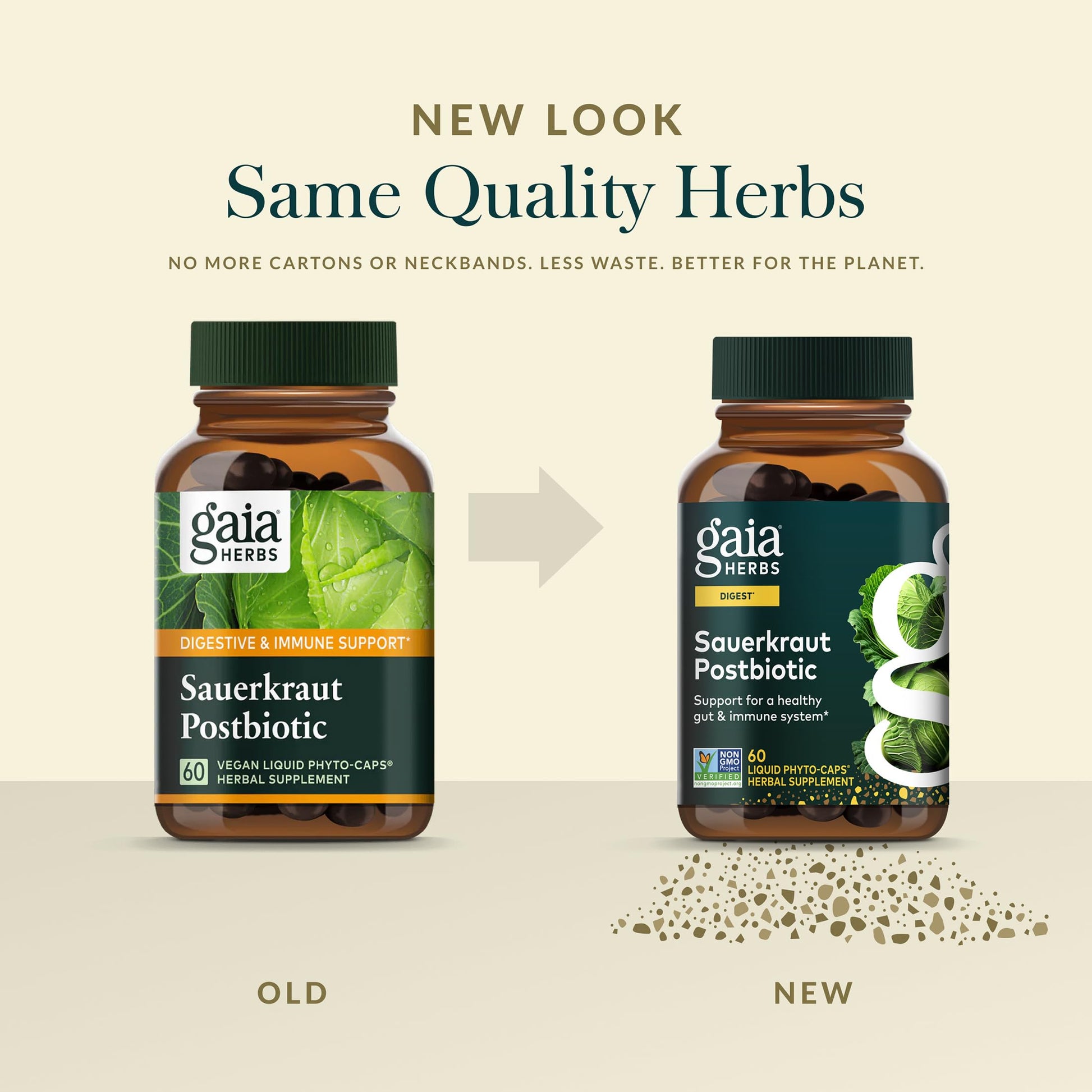 Gaia Herbs Sauerkraut Postbiotic - Gut Health & Immune Support Supplement* - Made with Fermented Sauerkraut - Free from Dairy, Soy & Gluten - 60 Vegan Liquid Phyto-Caps (30 Servings) Gaia Herbs uk supplements